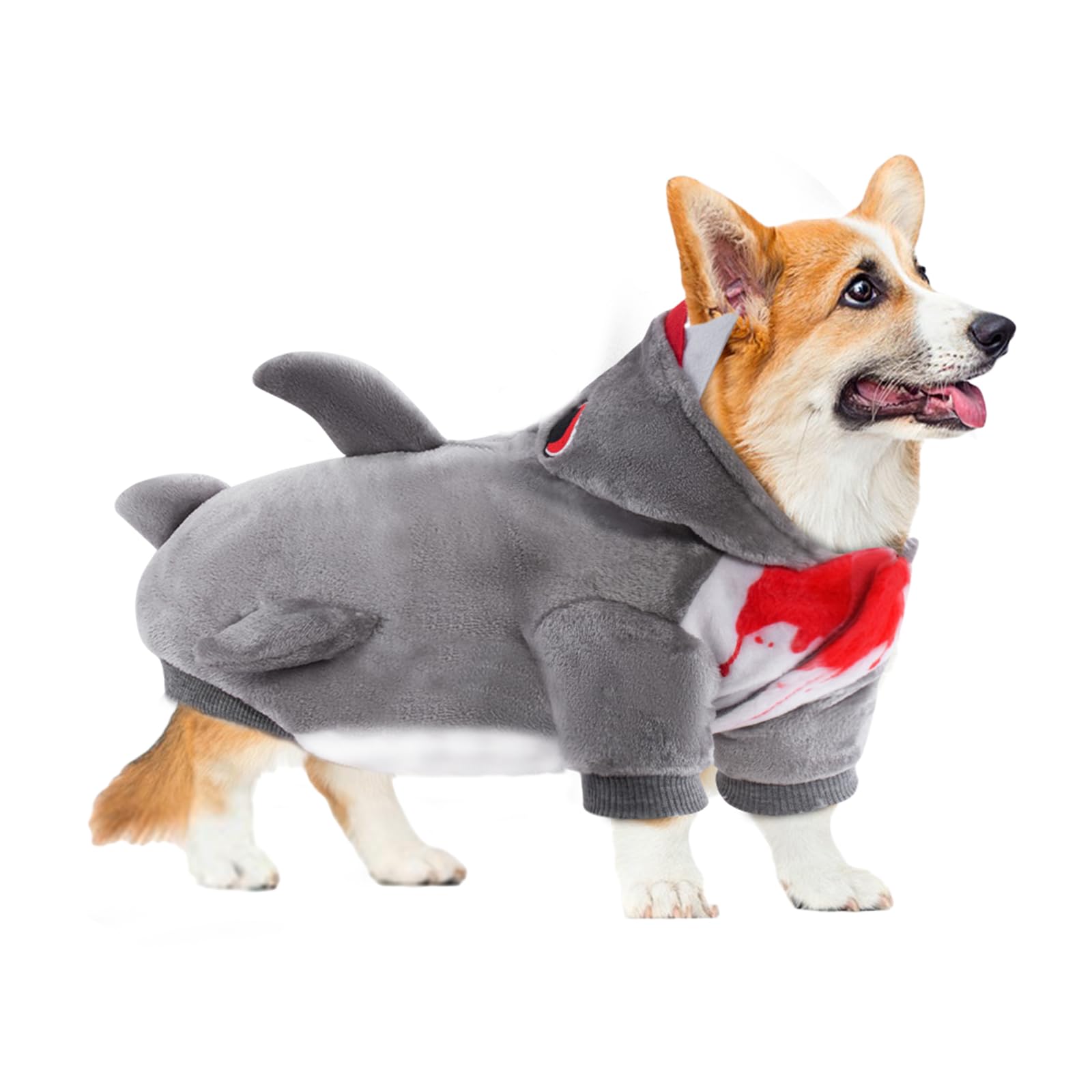 Shark Dog Costume - Warm Winter Coat & Hoodie for Small & Medium Dogs - Funny Pet Apparel for Christmas, Birthday Parties & Cosplay - Perfect for Halloween, Pet Parades & Photo Shoots