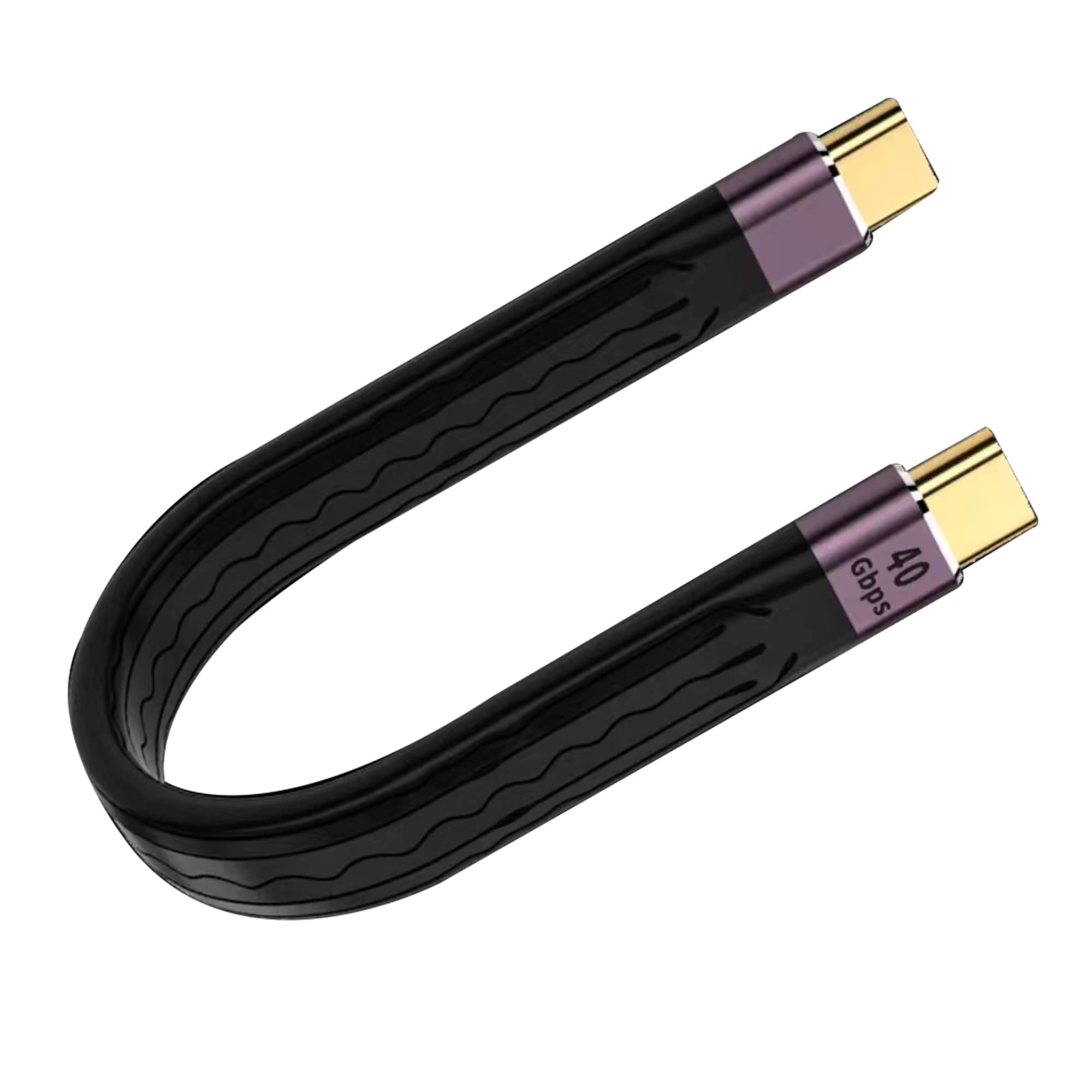 QIANRENON Short USB C 4.0 Cable 100W Fast Charging, 40Gbps USB Type C Male to Male High-Speed Data Transfer, 5.11 Inch PD Cable for MacBook Pro, iPad Pro, Samsung Galaxy - Perfect for Travel & Office Use