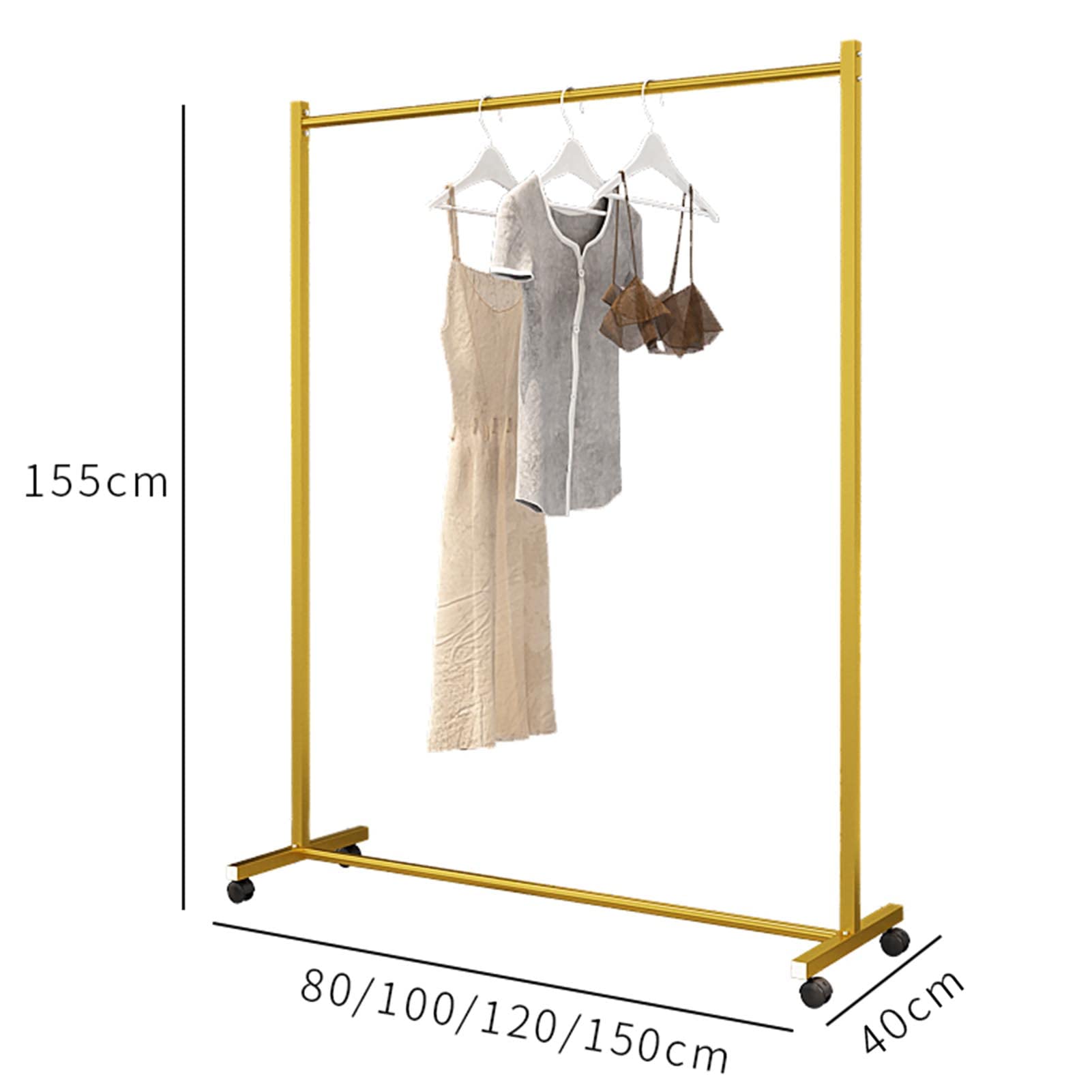 Sturdy Metal Clothes Hanger with Wheels - Freestanding Mobile Garment Rack for Retail Stores, Bedroom & Closet Organization | Heavy-Duty Rolling Clothing Display for Commercial Use & Home Laundry Drying