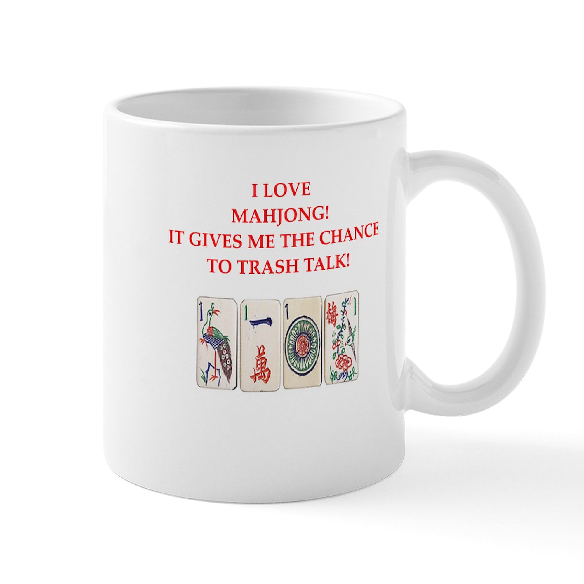 Mahjong Joke Coffee Mug - 11 oz (325 ml) Ceramic Tea Cup with Funny Design - Perfect for Gifts, Office Use & Game Nights
