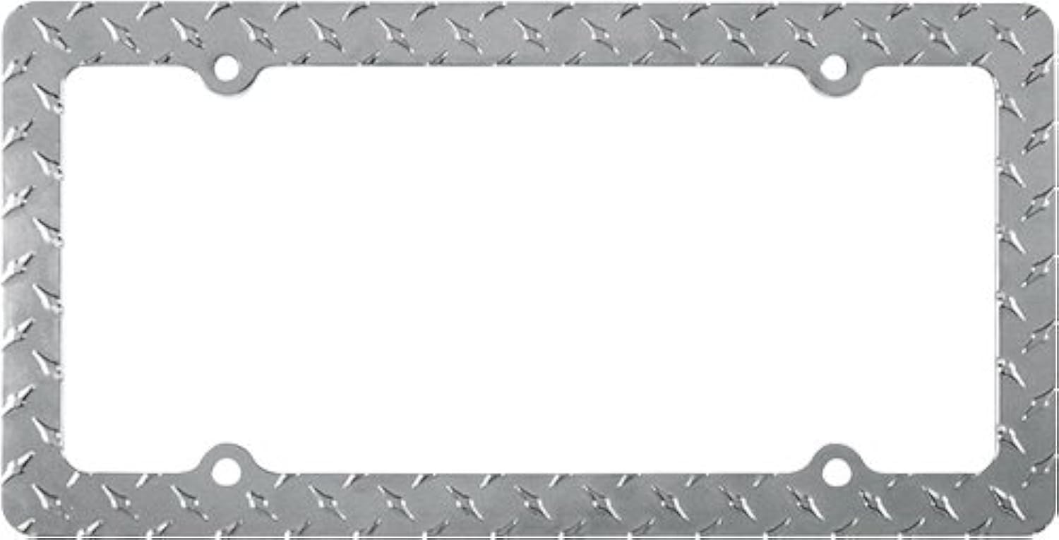Custom 925 Sterling Silver Chrome Diamond Plate License Plate Frame - Durable & Stylish Car Accessory for Trucks, SUVs, and Luxury Vehicles