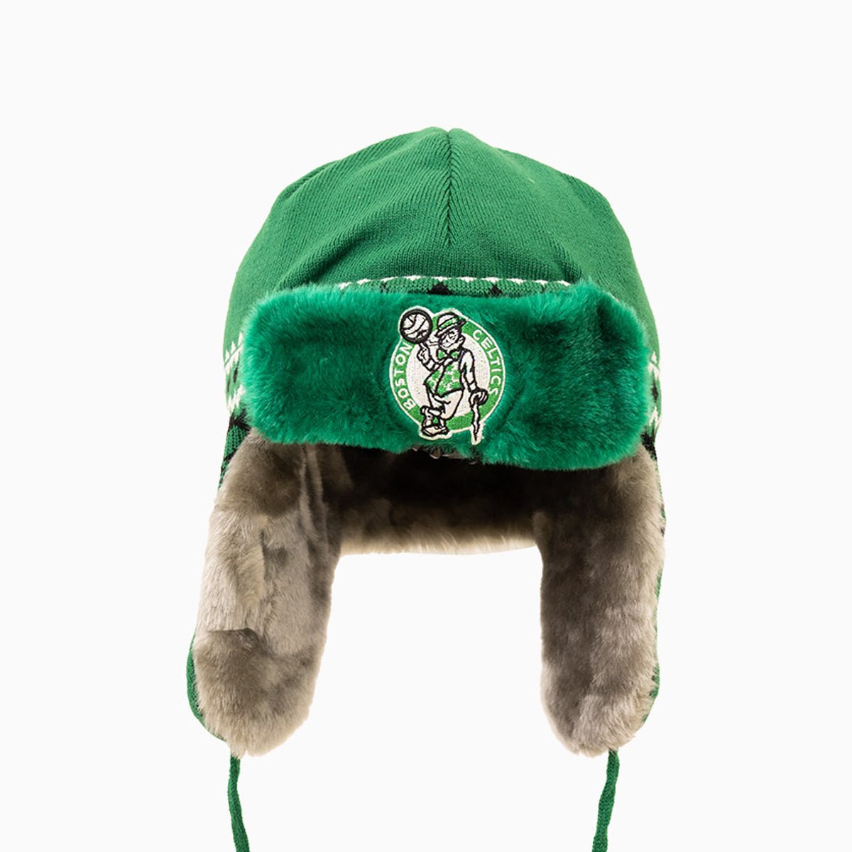 Boston Celtics NBA Trapper Knit Cuff Beanie Hat - Official Licensed Winter Hat for Men & Women - Perfect for Basketball Games, Skiing & Cold Weather