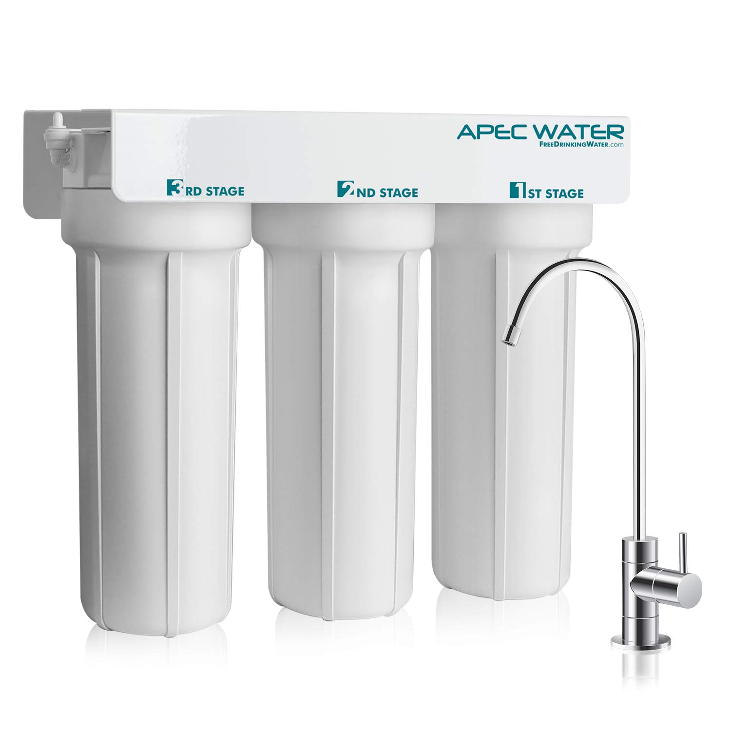3-Stage Under-Sink Water Filtration System - WFS-1000 White | Removes 99% Contaminants | Perfect for Clean Drinking & Cooking Water in Homes & Offices