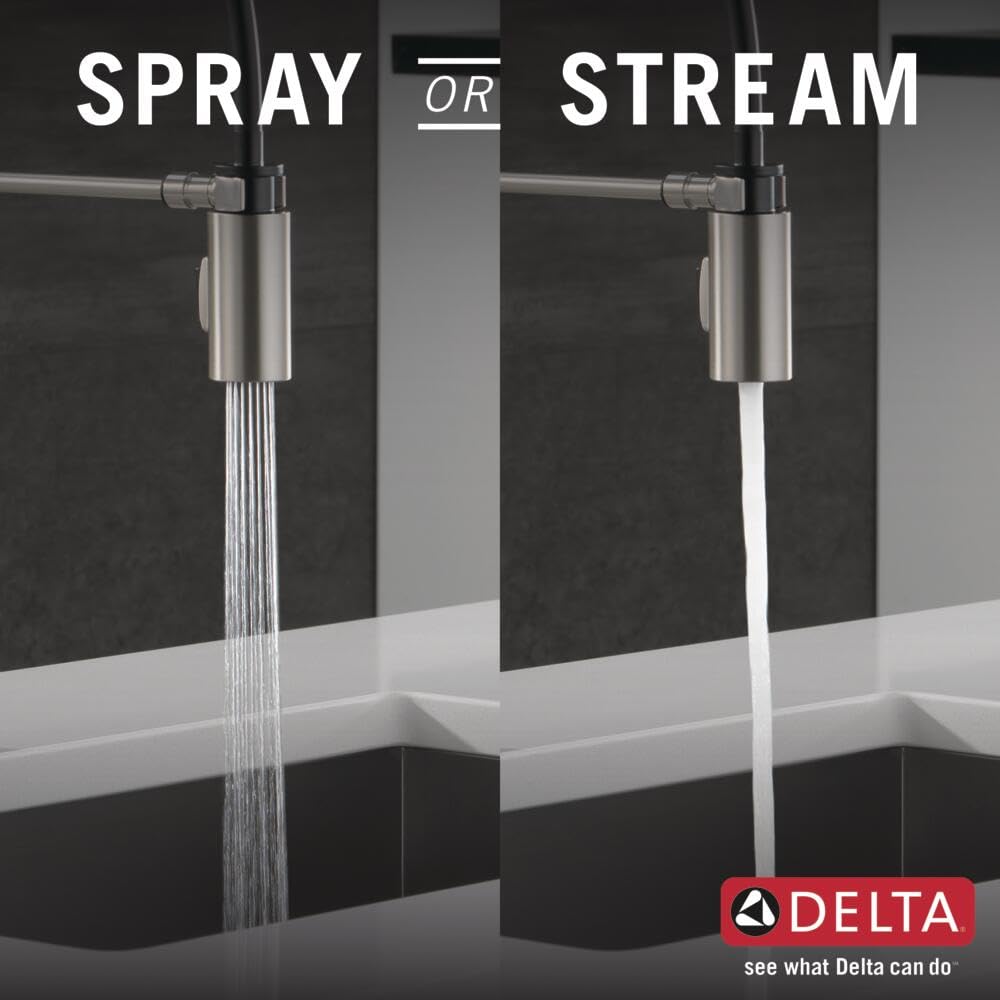 Delta Faucet Antoni Pro Commercial Style Kitchen Faucet with Pull Down Sprayer - Brushed Nickel, Spotshield Stainless Finish (Model 18803-SP-DST) - Ideal for Restaurants, Home Kitchens & Heavy-Duty Use