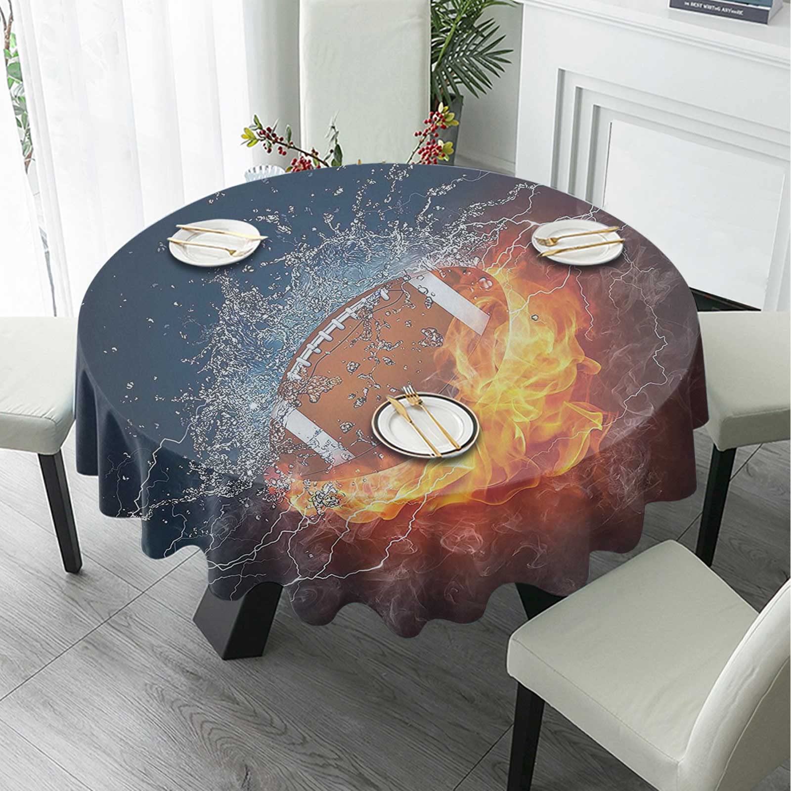 Premium 48-Inch Navy & Orange Peru White Rectangular Tablecloth - Sports-Themed Decorative Table Cover for Kitchen, Dining Room, and Holiday Parties | Durable & Washable Fabric for Everyday Use & Special Occasions