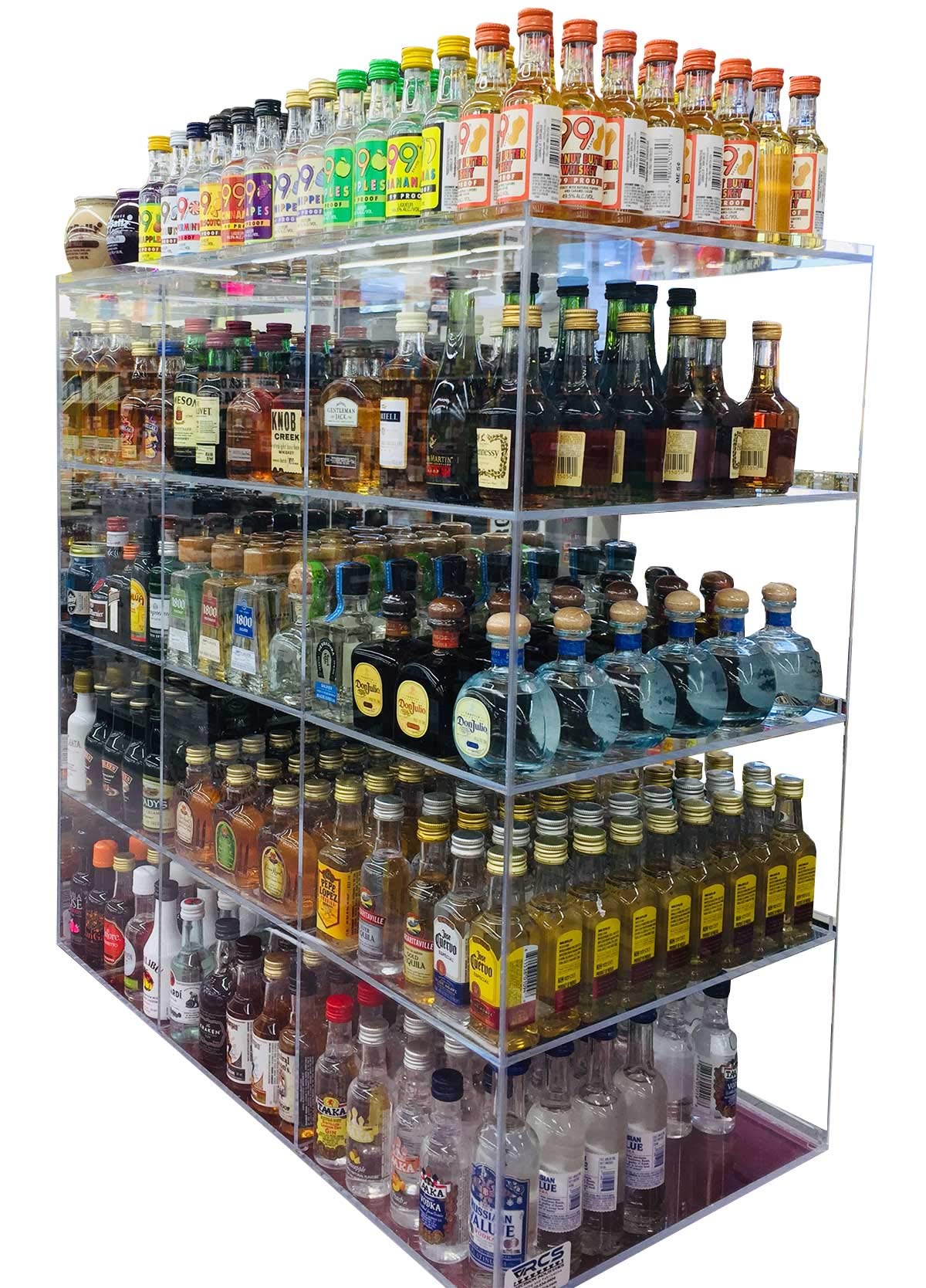 Commercial Retail Display Rack for 50ml Mini Liquor Sampler Bottles & Airplane Shots - 12-Section POS Organizer for Bars, Restaurants, and Retail Stores