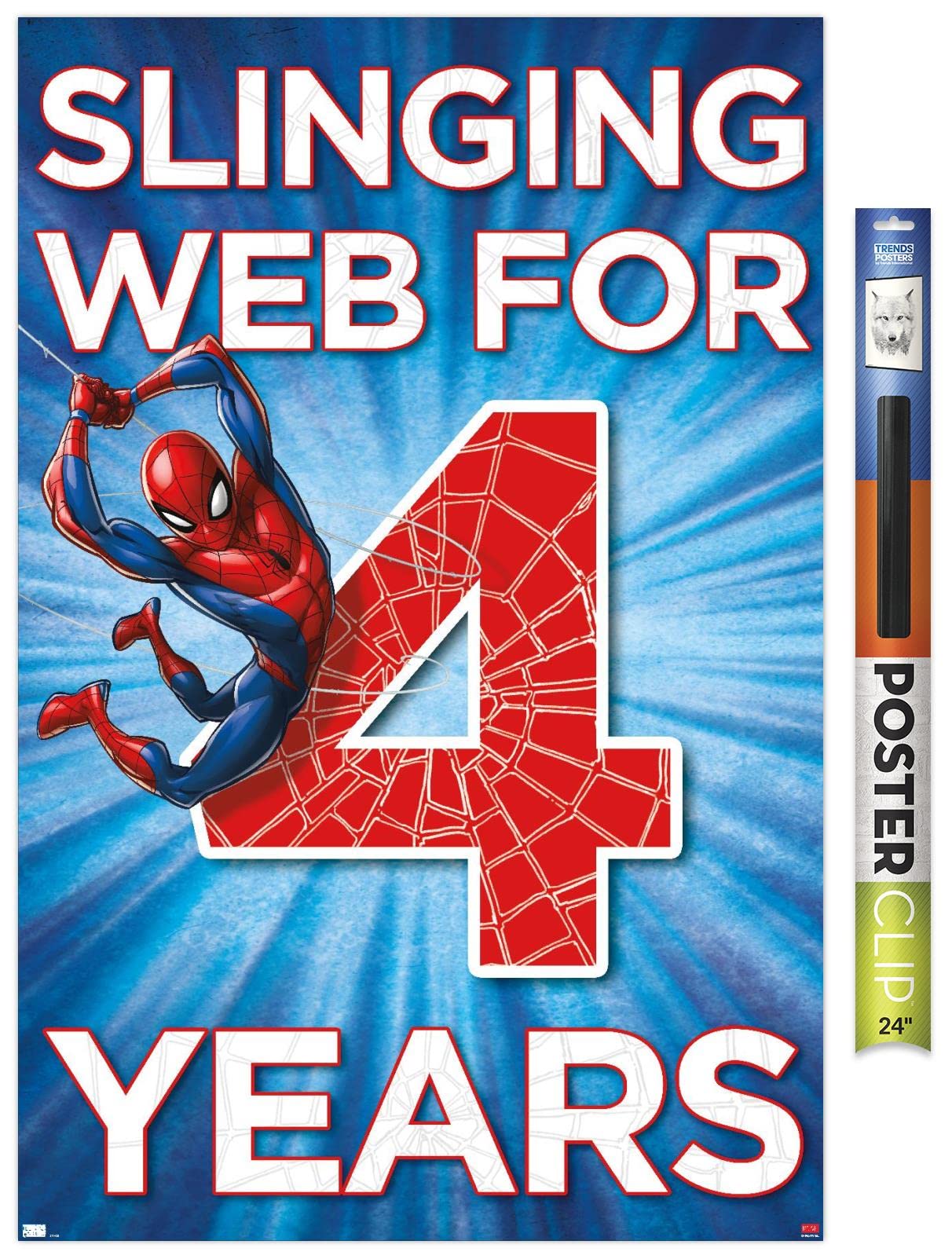 Marvel Spider-Man Happy 4th Birthday Wall Poster - 34