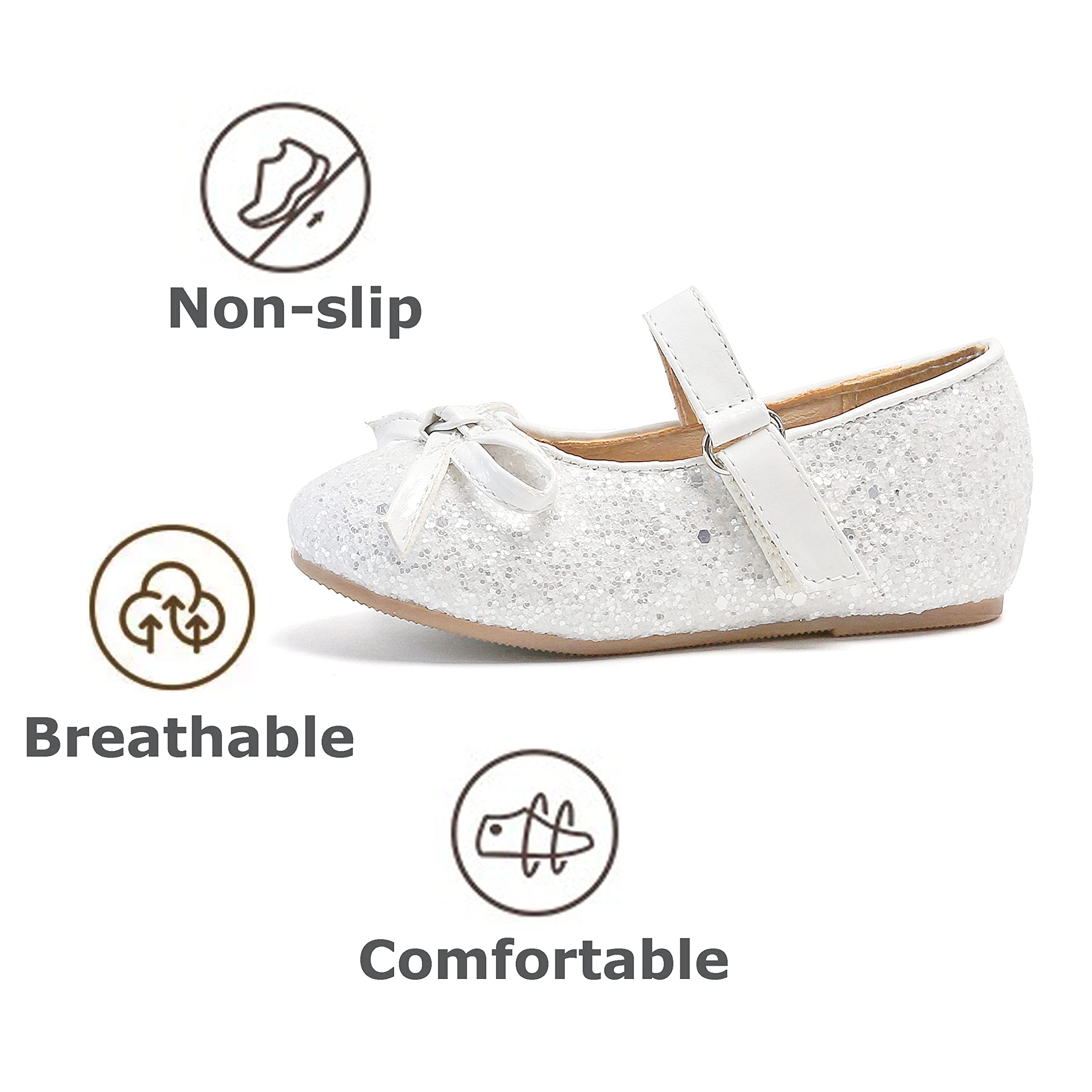 THEE BRON Toddler Girls Mary Jane Flats - Cute Ballerina Dress Shoes for Little Girls - Perfect for Weddings, Parties & Special Occasions