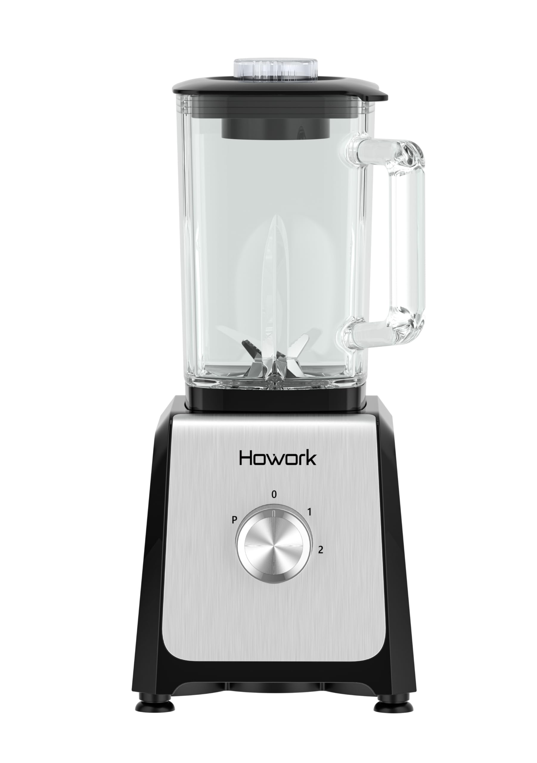 HOWORK 750W High-Speed Blender with 56oz Glass Jar & 16oz Portable Cups - 3 Functions for Smoothies, Frozen Drinks & Ice Cream - Perfect for Home Kitchen, Gym & Office Use
