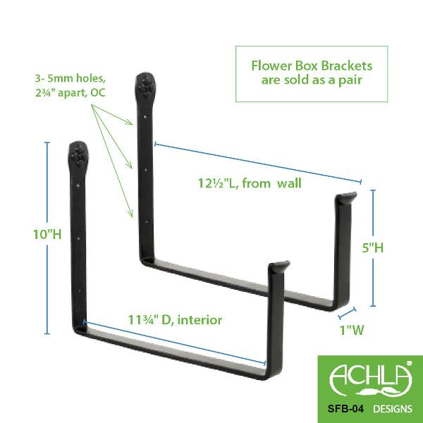 Wall Mount Flower Box Brackets - Heavy Duty Metal Hangers for Outdoor & Indoor Planters - Perfect for Balcony, Garden, and Window Decor