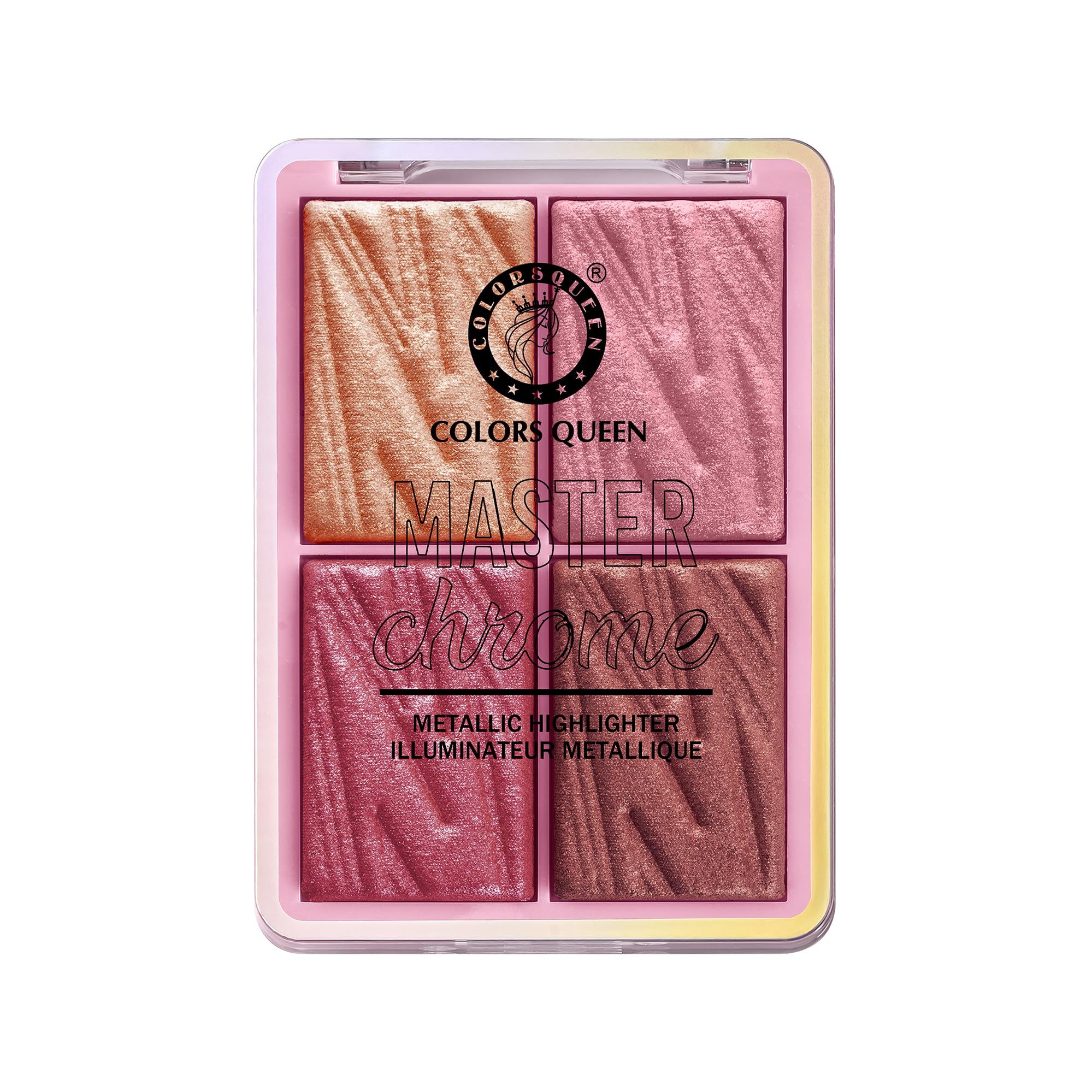 Colors Queen Master Chrome Metallic Blusher & Highlighter Palette - Highly Pigmented, Weightless Luminous Finish for Long-Lasting Face Makeup | Perfect for Contouring, Highlighting & Everyday Glam (Shade 3)