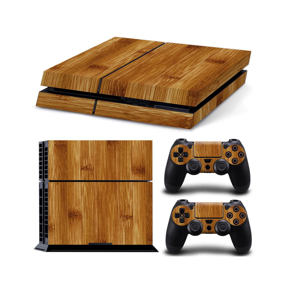 Gam3Gear Light Brown Bamboo Wood Vinyl Sticker Decals for PS4 Console & Controller (Excludes PS4 Slim/Pro) - Protective Skin Cover for Gaming Setup & Home Decor