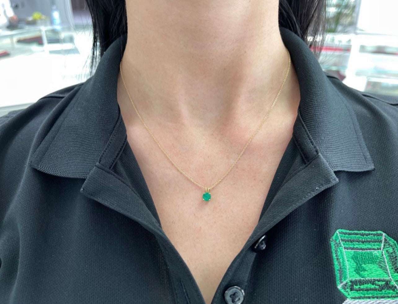 0.50 Carat Round Colombian Emerald 14K Gold Solitaire Pendant Necklace - Perfect for Anniversary Gifts, Valentine's Day & Special Occasions