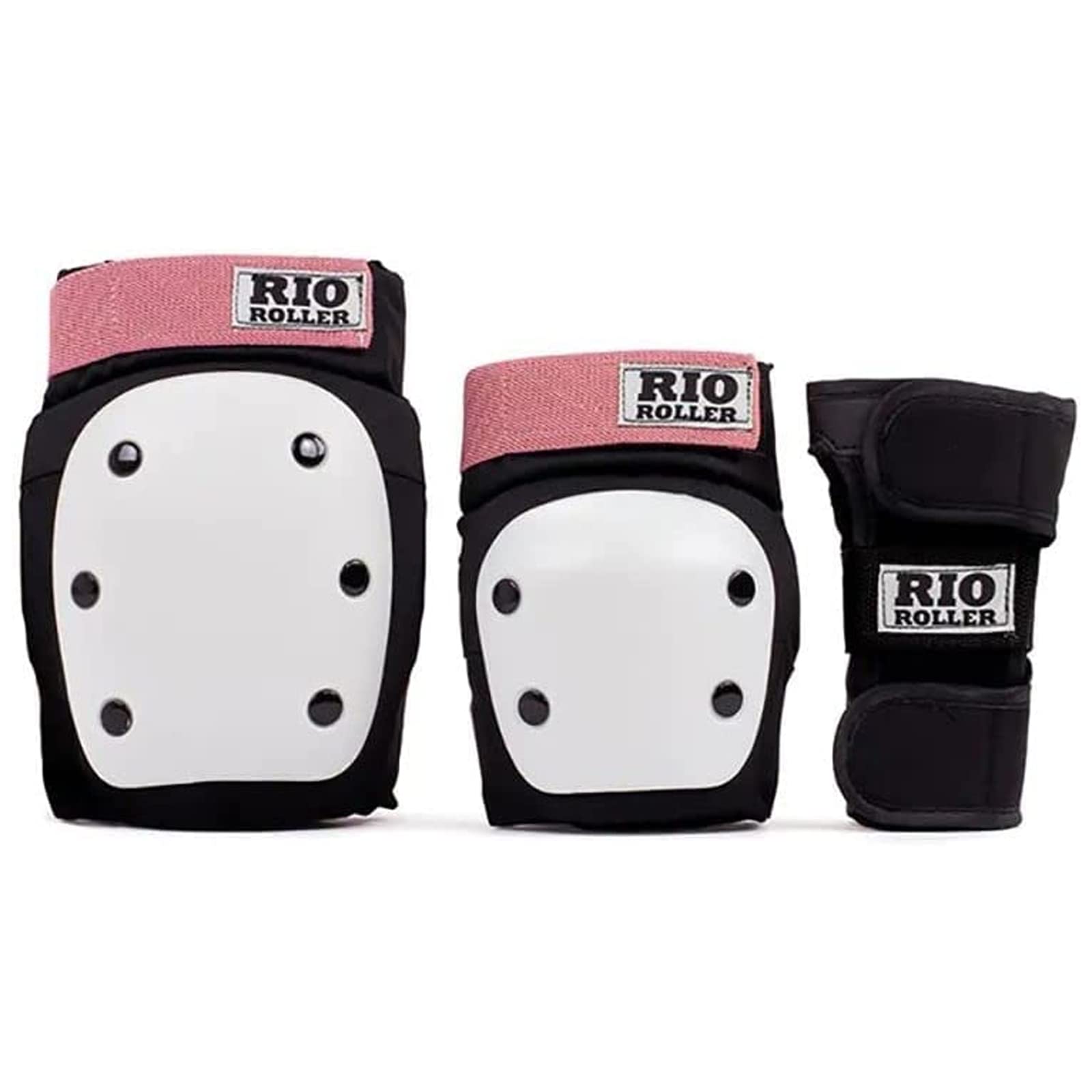 Rio Roller Triple Pad Set - Knee, Elbow & Wrist Protection for Skating - Pink Rose Color - Perfect for Roller Derby, Skateboarding & Inline Skating Safety Gear
