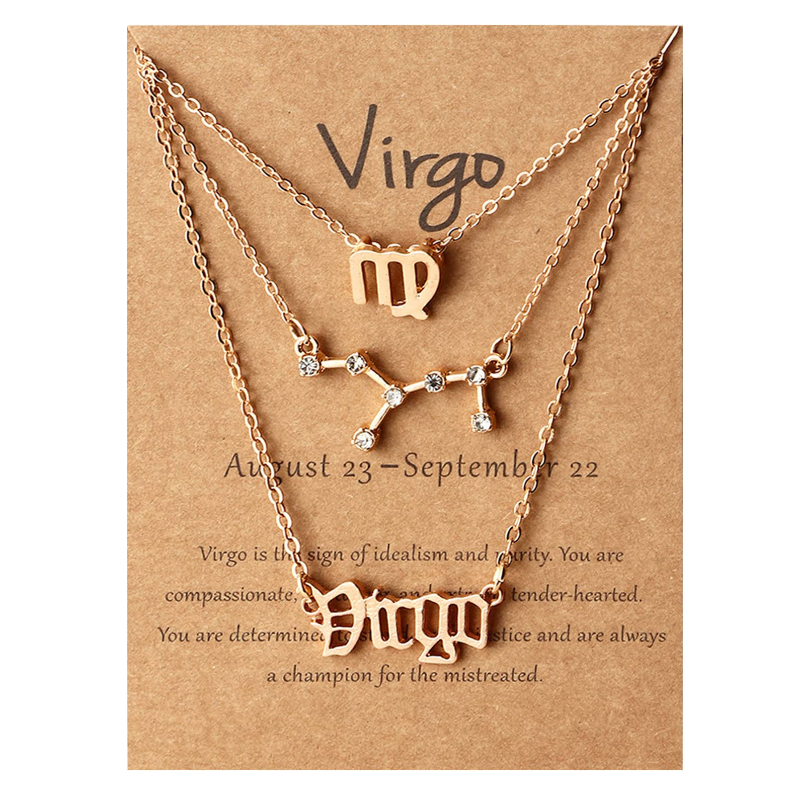 Trendy Beaded Letter Layered Constellation Pendant Necklace for Women - Virgo Zodiac Sign Jewelry, Birthday Gift for Girls & Women | Perfect for Daily Wear, Parties & Special Occasions