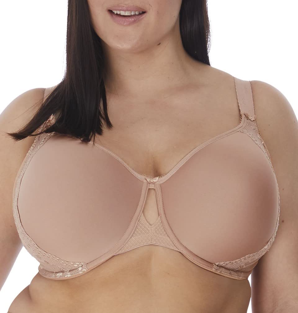 Elomi Women's Charley Bandless T-Shirt Floral Lace Bra - Breathable Spacer Fabric & Diamond Mesh Detail - DD+ Cup Sizes - Perfect for Everyday Comfort & Support