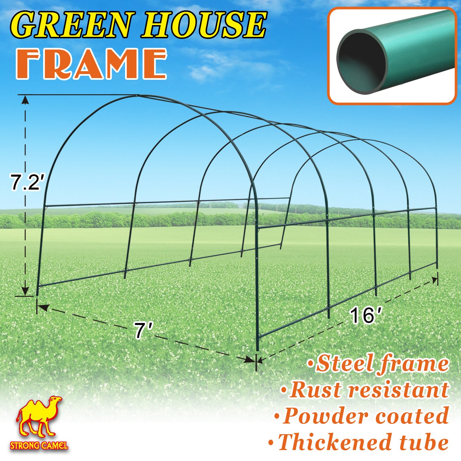 **Heavy-Duty 16' x 7' x 7' Greenhouse Replacement Frame for Large Hot Garden House – Sturdy Support for Climbing Plants, Flowers & Vegetables – Perfect for Backyard Gardening, Vine Growth & Year-Round Planting**
