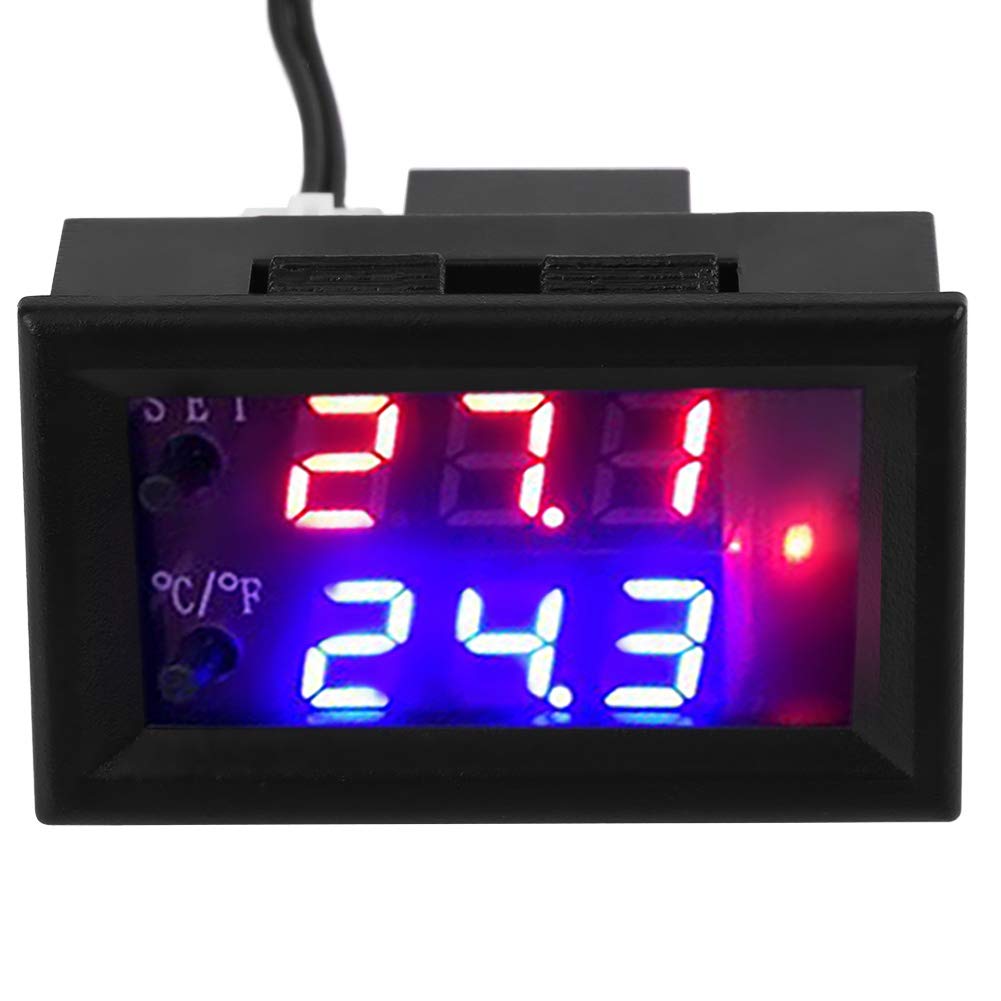 TOPINCN Digital Electronic Thermostat Temperature Controller - Dual LED Display, Microcomputer Thermostat with DC 12V Sensor for Home Brewing, Aquariums & Reptile Tanks
