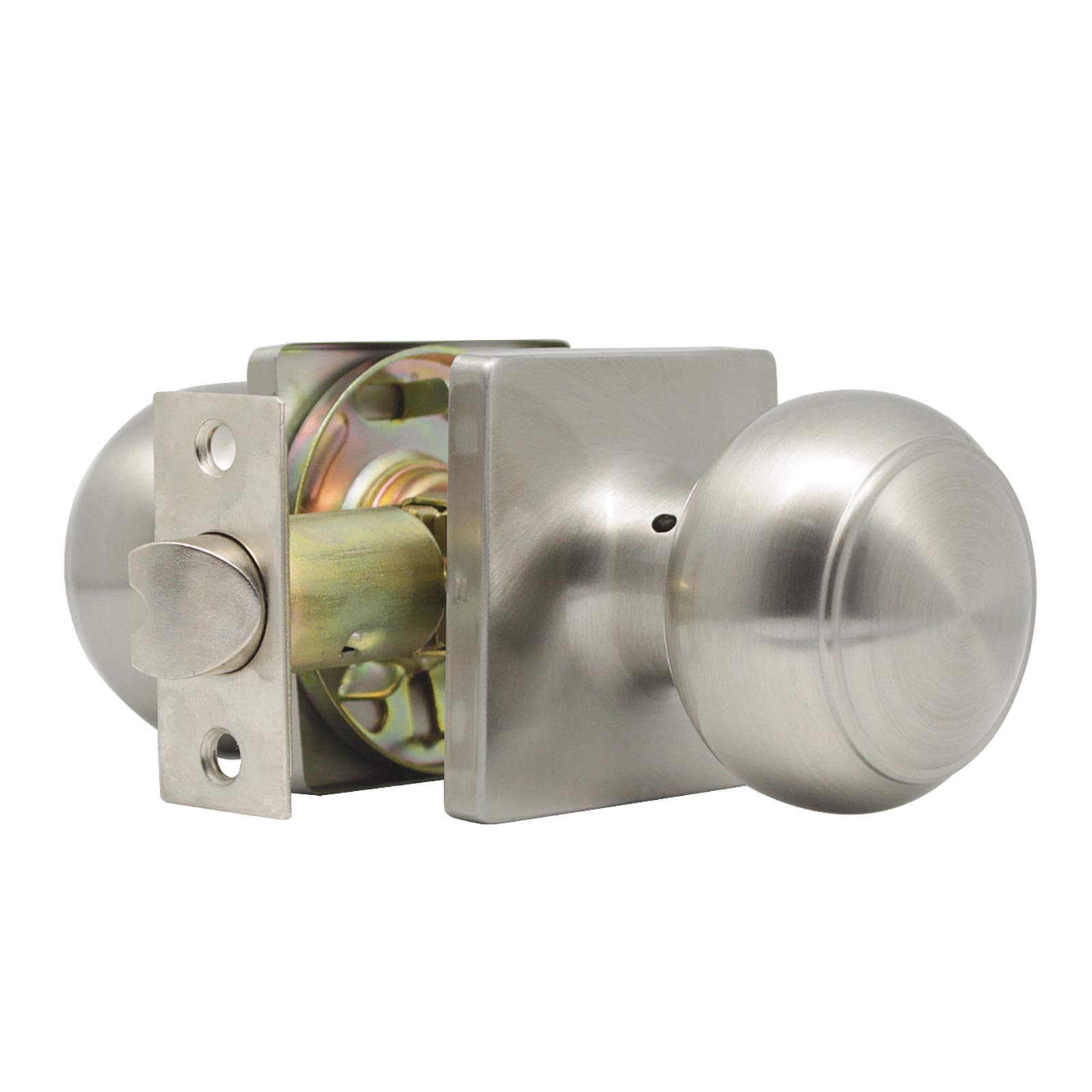 Satin Nickel Round Door Knob - Keyless, Universal for Closet & Hall