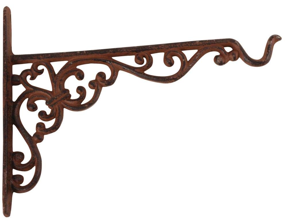 Esschert Design Large Cast Iron Hanging Basket Hook - Heavy Duty Garden Plant Hanger for Outdoor Porch, Patio, and Balcony Decor