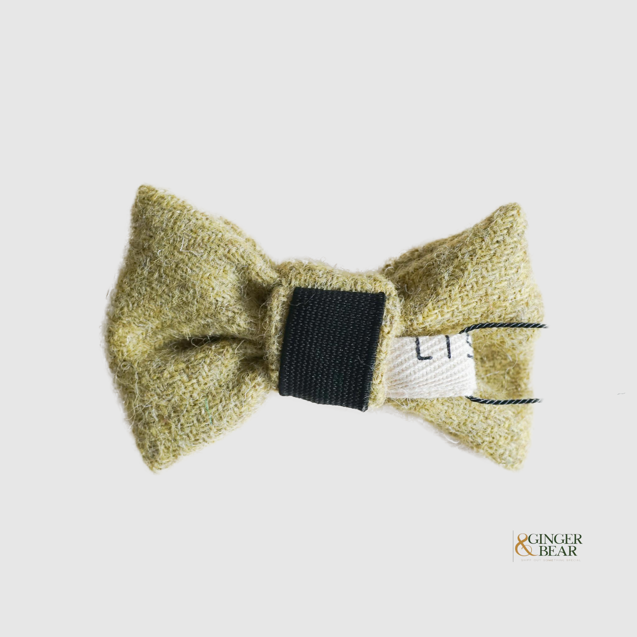 LISH Dog Bow Tie - Premium Fern Green Harris Tweed Adjustable Pet Necktie for Small Medium Large Dogs - Perfect for Weddings, Parties & Photo Shoots
