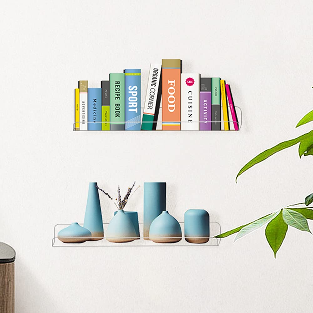 2 Pack Clear Acrylic Floating Shelves 15 Inch - Invisible Wall Mounted Shelves for Nursery, Bathroom, Kitchen - Perfect for Books, Spices, Cosmetics, Photos & Home Decor Organization
