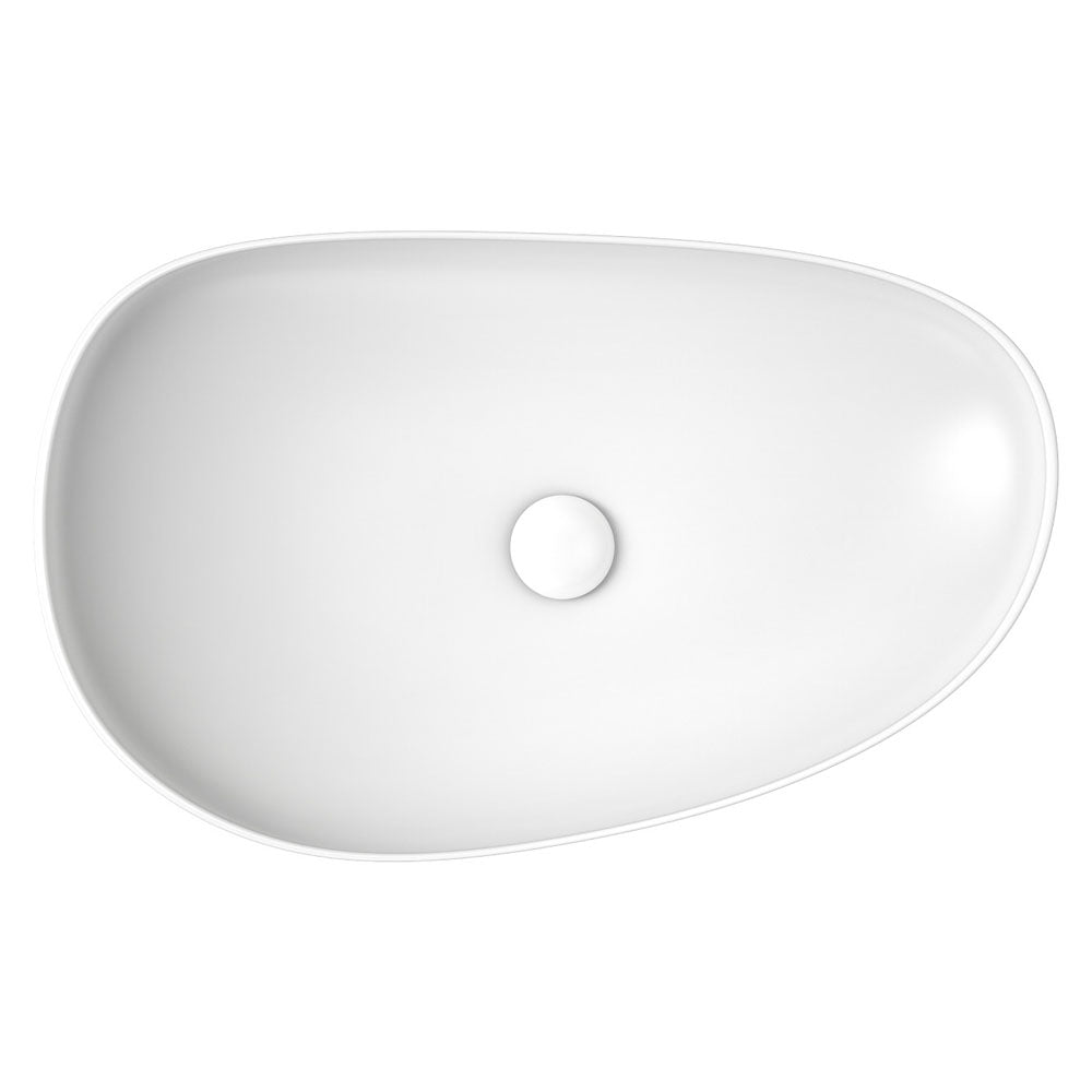 Fienza RB489W Pebble Large Above Counter Bathroom Sink - Matte White Porcelain for Modern Vanity & Farmhouse Decor - Perfect for Master Bath, Guest Bath & Powder Room