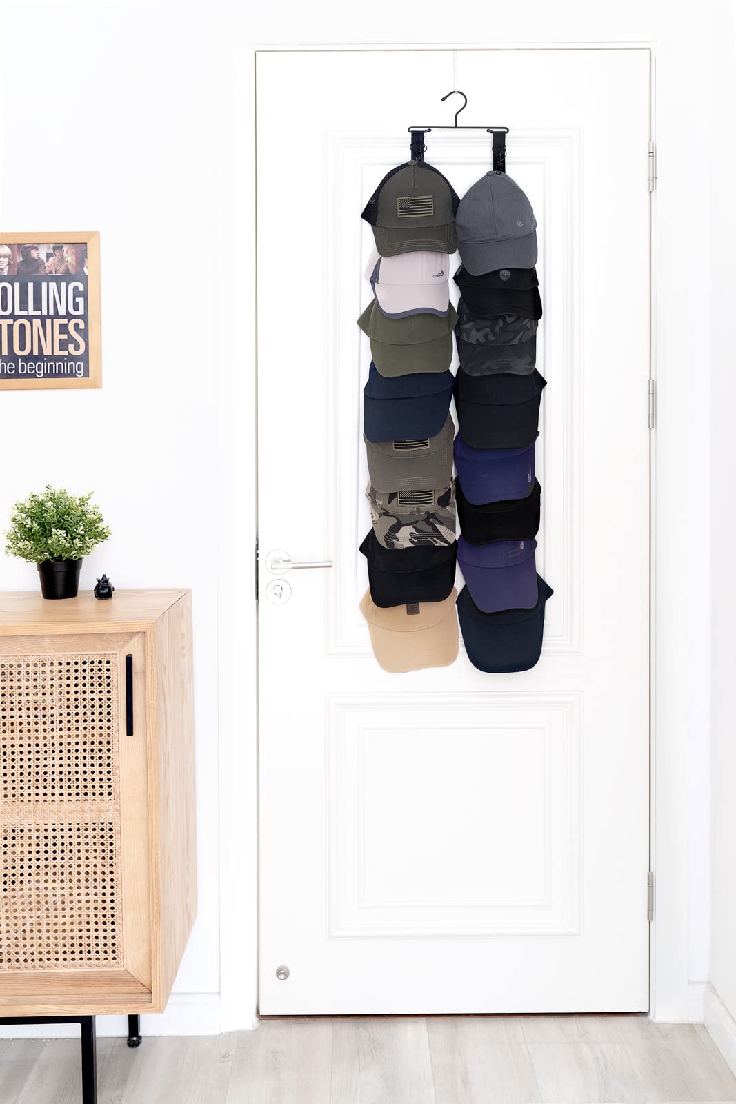 Mkono 16-Hook Baseball Cap Organizer - Space Saving Closet Storage Rack for Hats, Wall & Door Mountable - Perfect for Bedroom, Closet, Dorm Room Organization