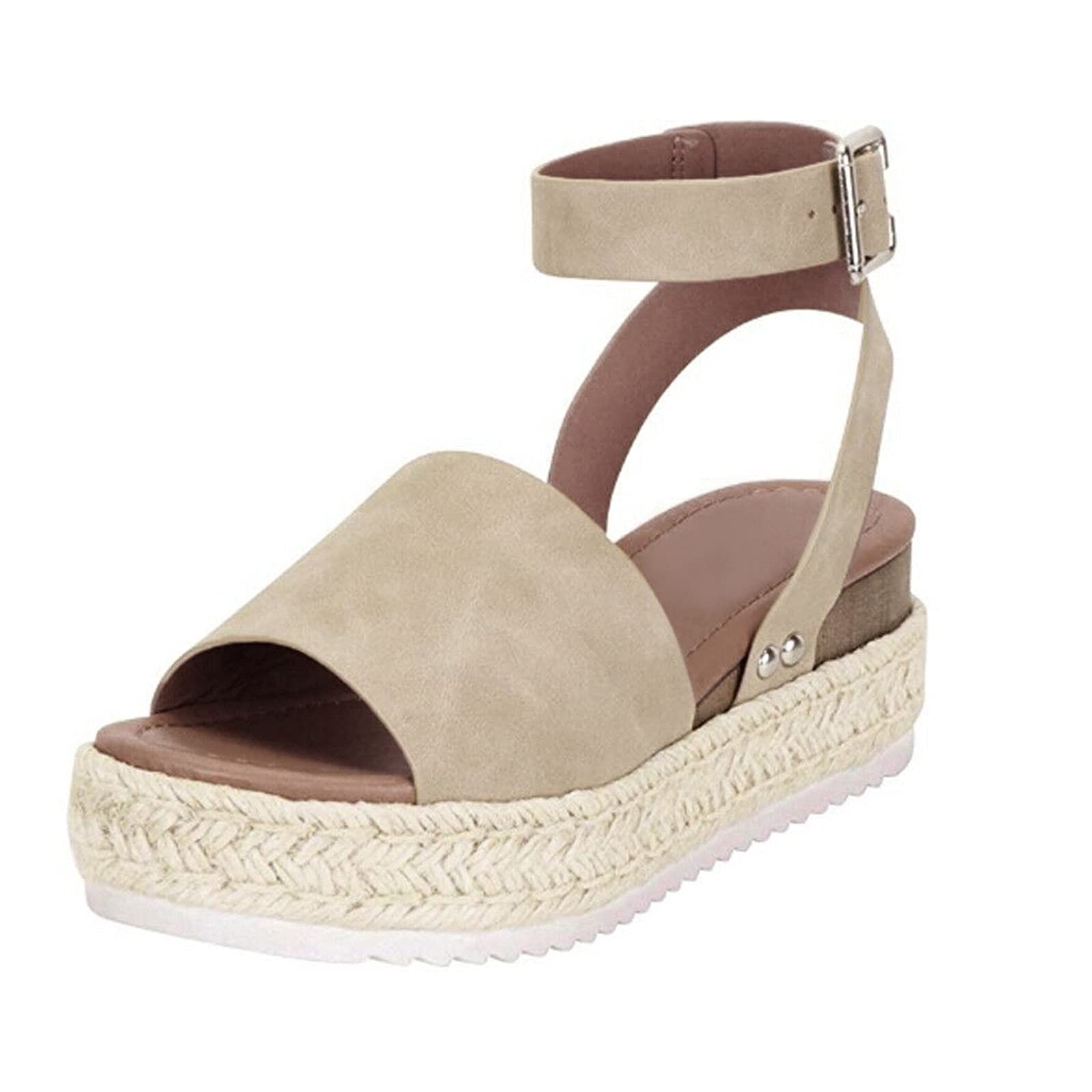 Women's Wedge Sandals with Buckle Strap - Retro Peep Toe Summer Sandals for Women - Perfect for Beach, Vacation, and Casual Outings