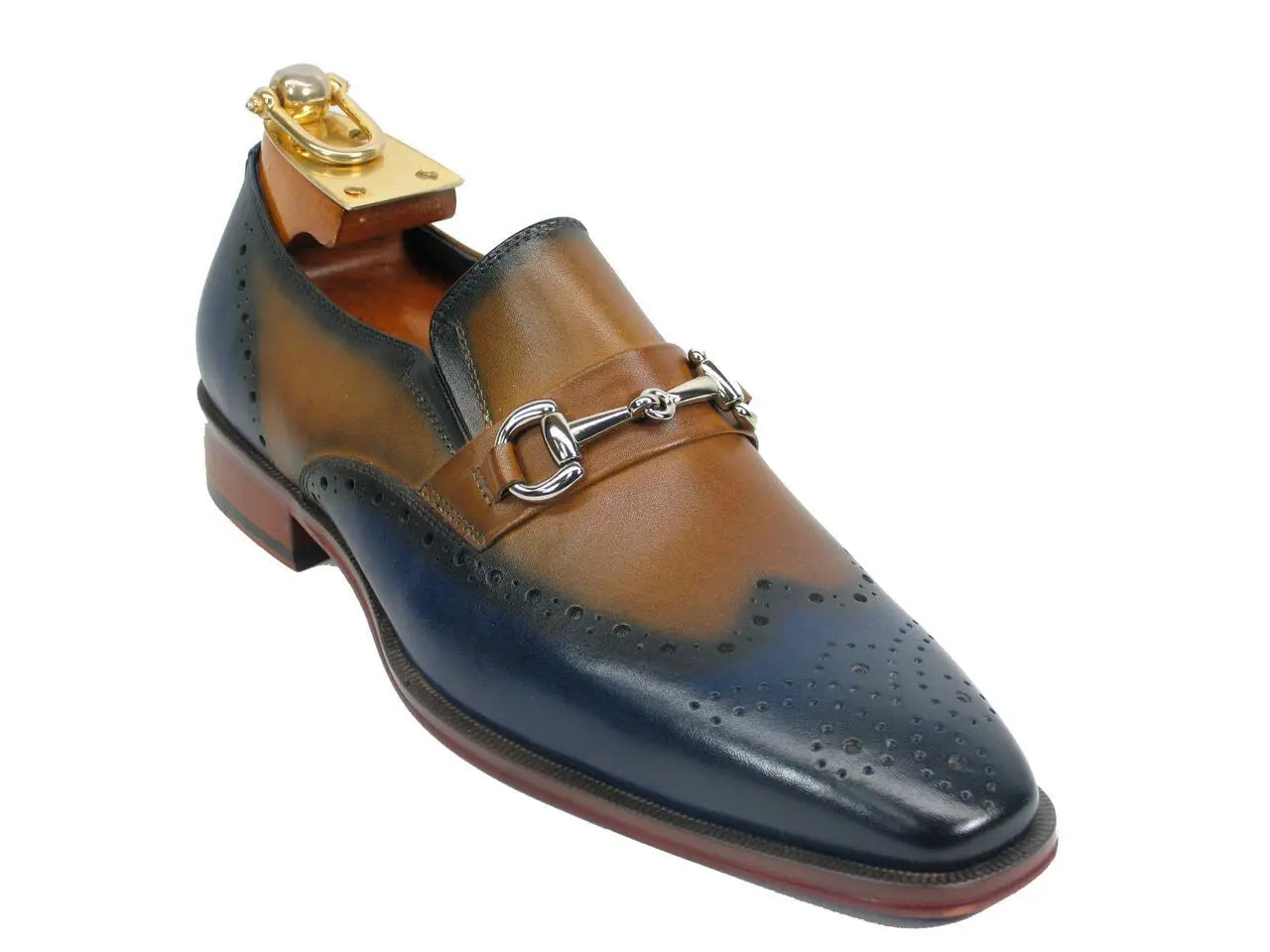 KS261 04 Wholecut Two-Tone Buckle Loafer Shoes for Men - Classic Comfortable Dress Loafers for Business, Office & Formal Occasions