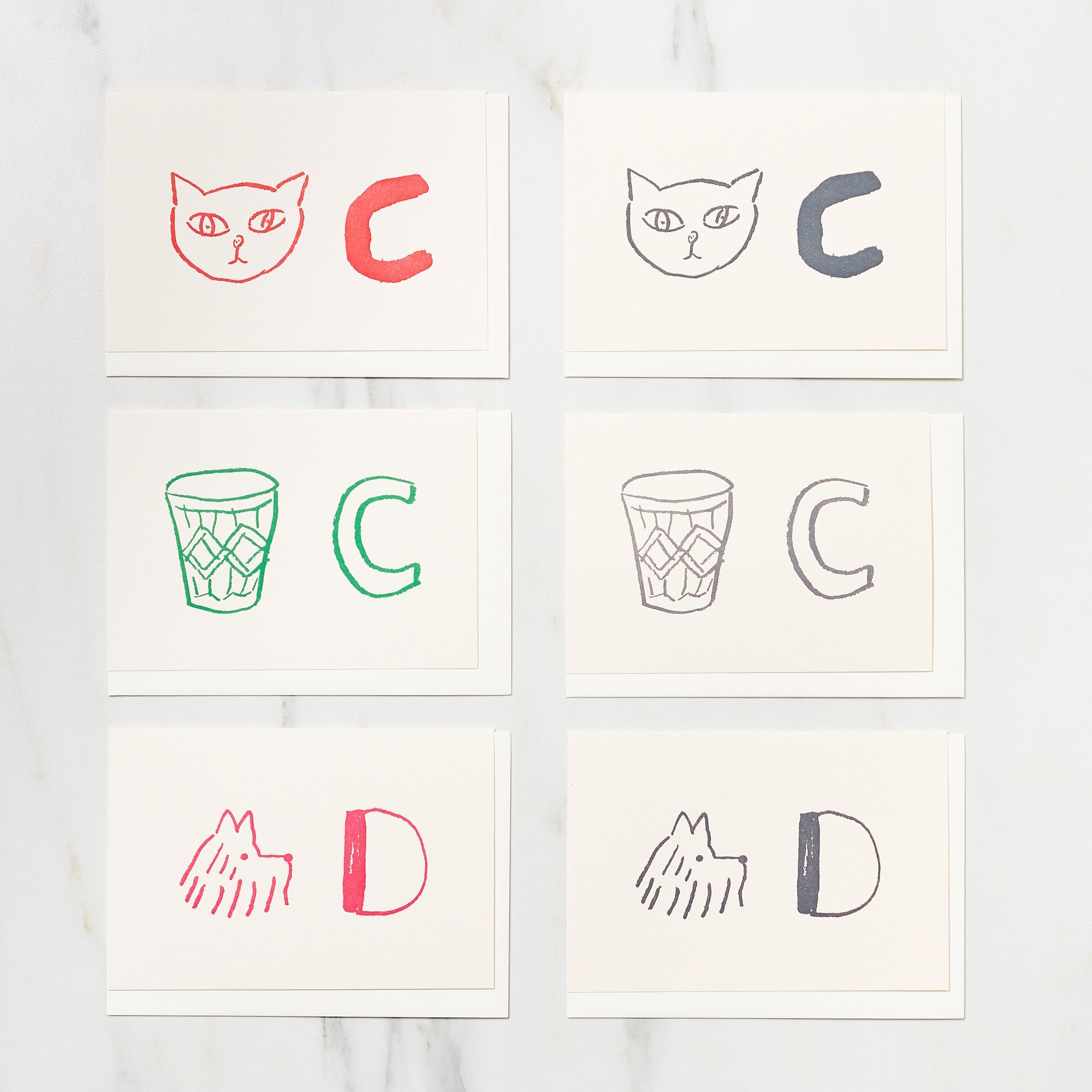 Alphabet Motif Izumi Shiokawa Greeting Card - Handmade Letterpress Design for Birthdays, Anniversaries & Special Occasions