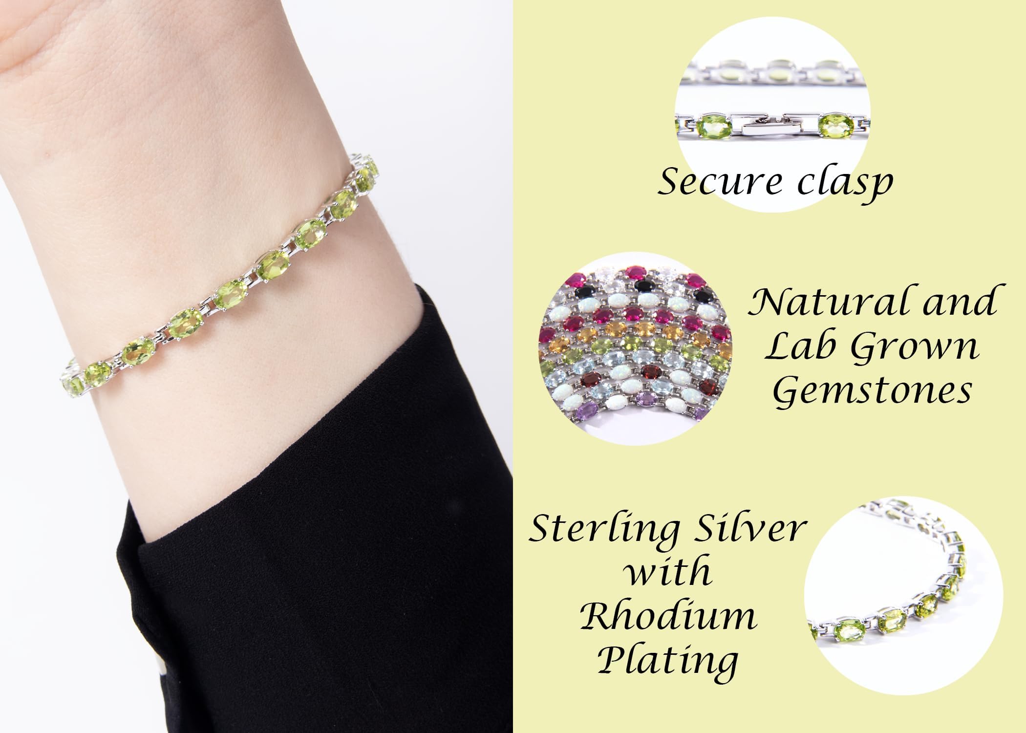 Silver Smile Amethyst Bracelet for Women - 7 Inch Tennis Birthstone Sterling Silver Bracelet with Citrine, Garnet, Aquamarine, Emerald, Sapphire, Opal, Ruby, Peridot & Topaz | Elegant Jewelry Gift for Birthday, Anniversary & Special Occasions