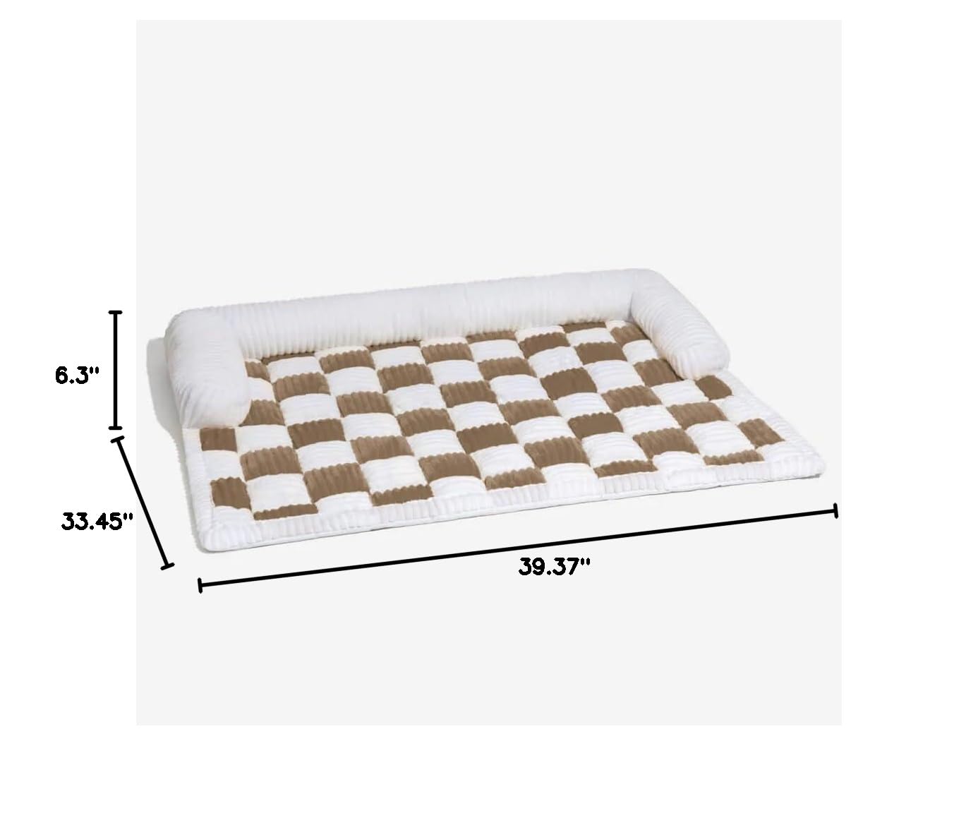 **Funny Pet Couch Cover for Dogs & Cats - Soft Fuzzy Sofa Protector, Cream Plaid Cozy Dog Mat (47.24