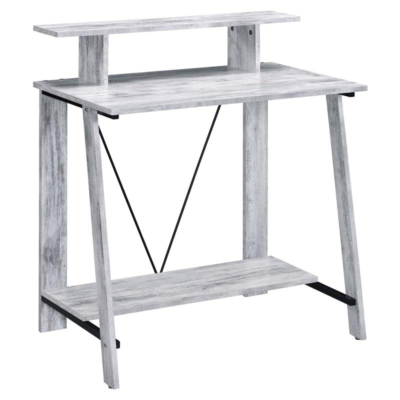 Acme Nypho Wooden 2-Tier Writing Desk - Antique White & Black Finish | Home Office Study Desk for Small Spaces, Dorm Rooms & Workspaces