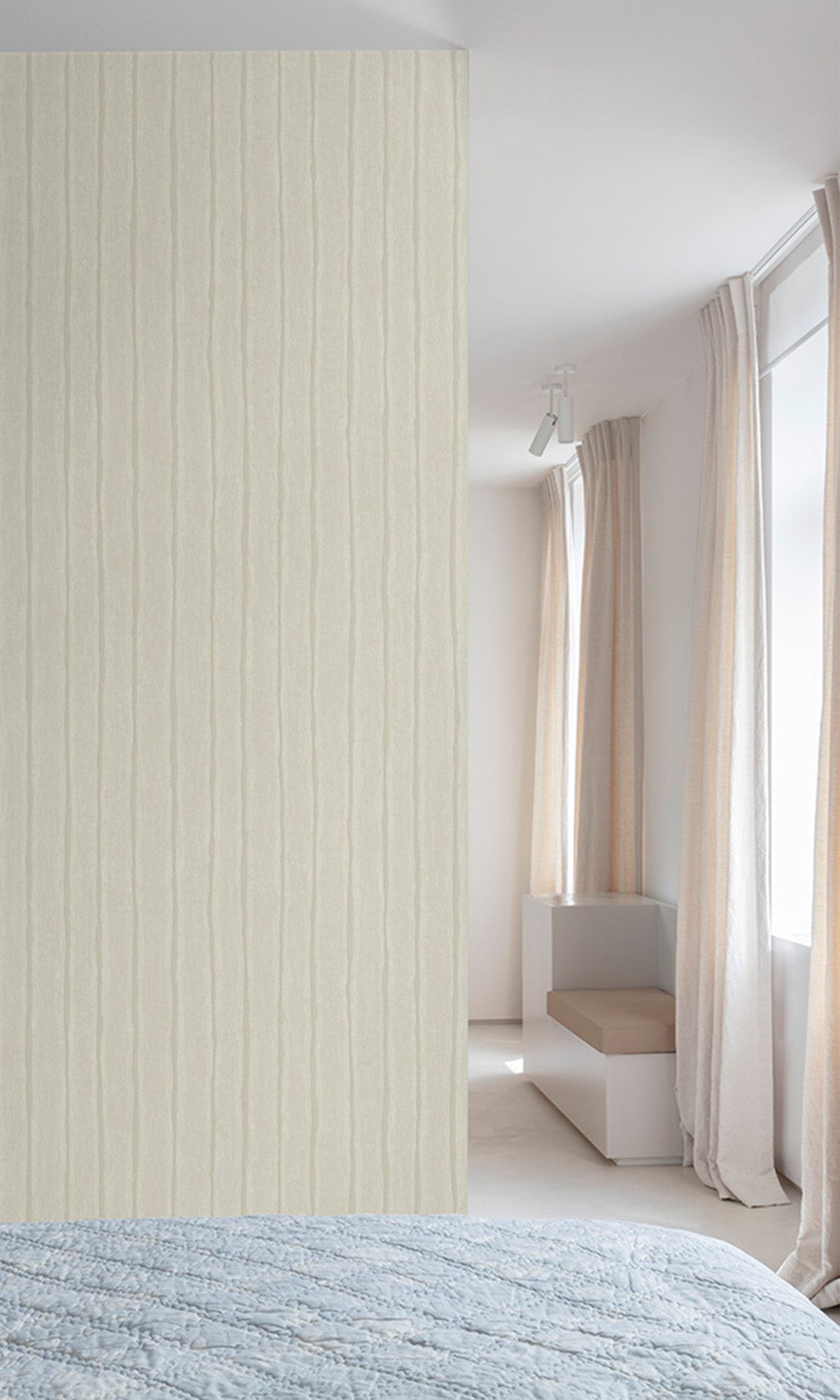 China White Uneven Stripe Wallpaper R9789 - Self-Adhesive Peel and Stick Wallpaper for Bedroom, Living Room, Kitchen, Bathroom - Easy to Install & Removable Home Decor