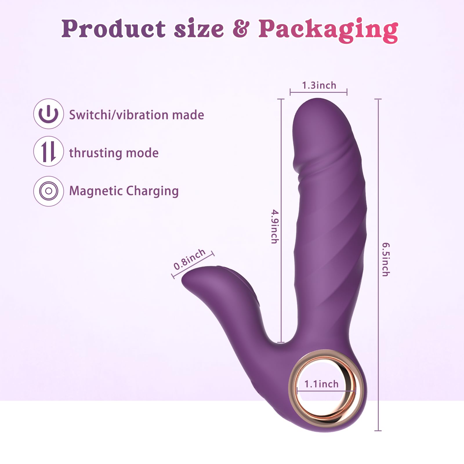 Powerful Dual Motor Thrusting Dildo Vibrator - 10 Vibration Modes & 5 Thrusting Speeds for Women's Pleasure, Wearable G-Spot Stimulator with Remote Control - Perfect for Couples Play, Solo Exploration and Spicing Up Your Bedroom (Purple)