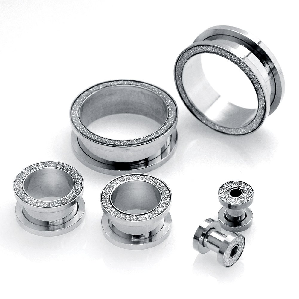 Textured Surgical Steel Ear Plugs & Tunnels - Screw Fit Top Jewelry for Stretching - Perfect for Gauged Ears & Body Modification Enthusiasts