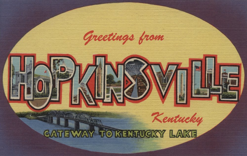 Lantern Press 16x24 Inch Giclee Art Print - Hopkinsville Kentucky Landscape with Large Letter Design - Wall Decor for Living Room, Office & Bedroom