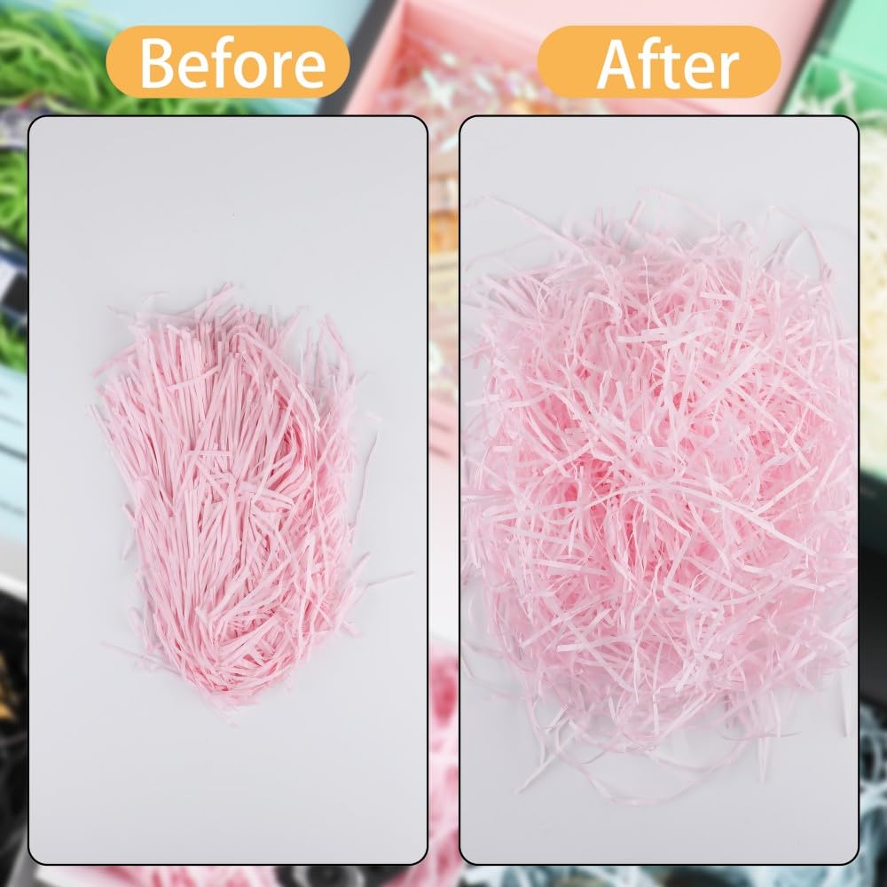 BoxSkivra 4 OZ Pink Crinkle Paper Shreds - Gift Basket Filler, Wrapping & Party Decoration for Easter, Christmas, Birthdays & Mother's Day - Perfect for DIY Crafts, Gift Presentation & Holiday Decor