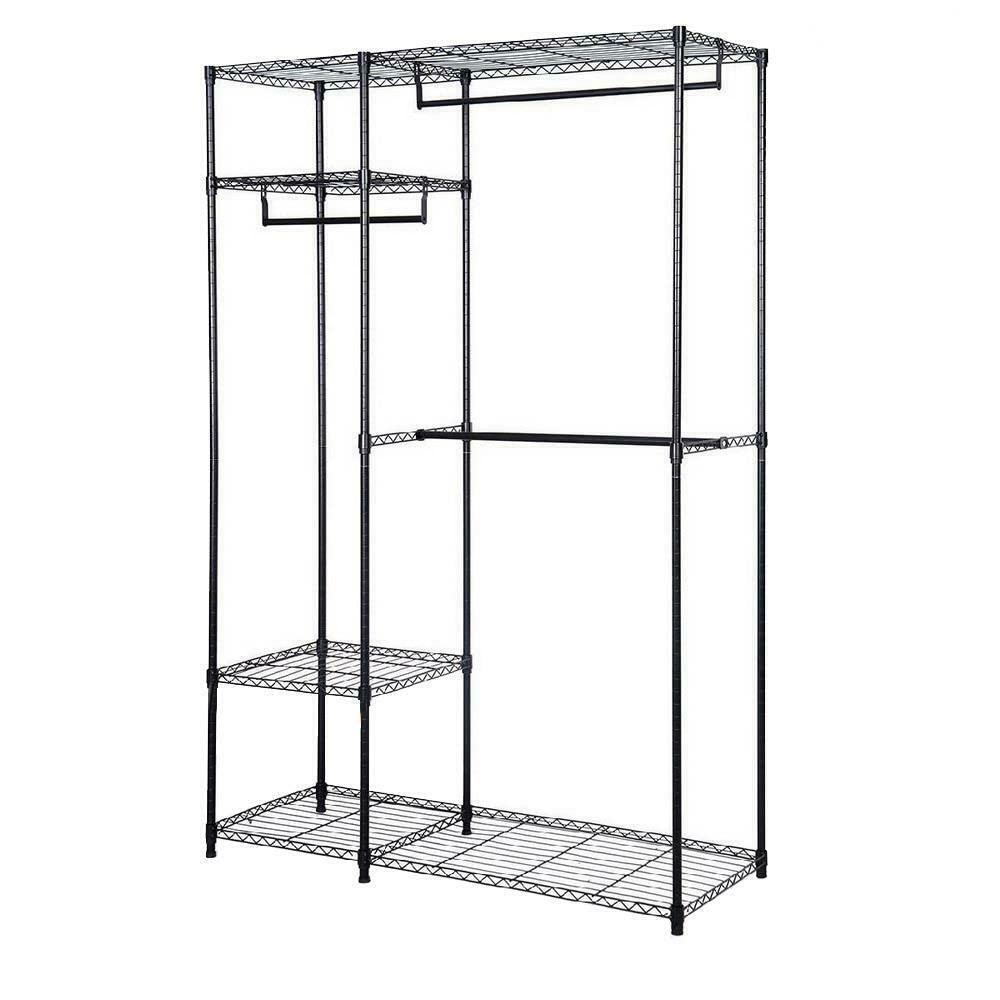 Portable Metal Coat Rack - Space Saving Closet Organizer for Jackets, Clothes & Shoes | Bathroom, Bedroom & Garage Storage Solution | Durable Garment Shelf & Shoe Organizer for Home & Office Use