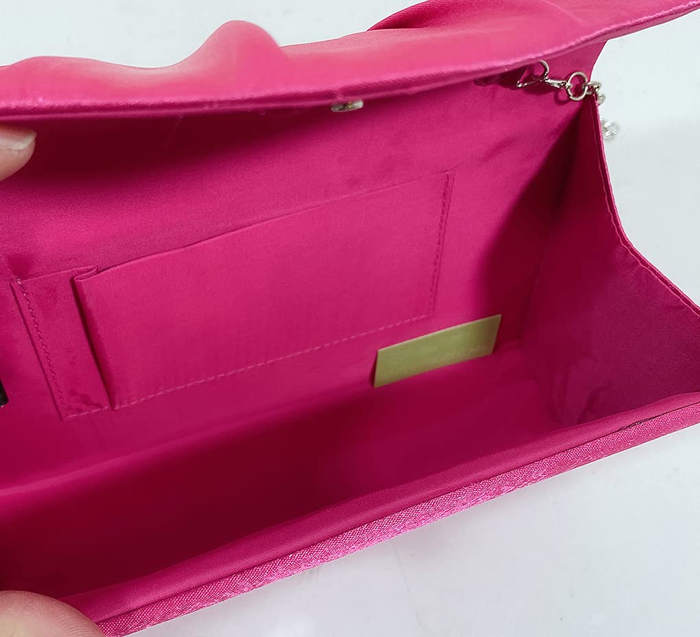 LeahWard Women's Satin Floral Clutch Purse - Elegant Evening Bag for Wedding, Party & Special Occasions (Rose) | Perfect for Bridesmaids, Prom & Cocktail Events