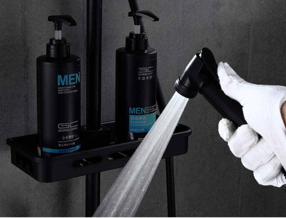 Black Wall Mounted Rain Shower System with Hot/Cold Mixer Tap - Stainless Steel & Copper Bathroom Shower Set with Bidet Sprayer - Perfect for Modern Bathrooms & Spa-Like Showers