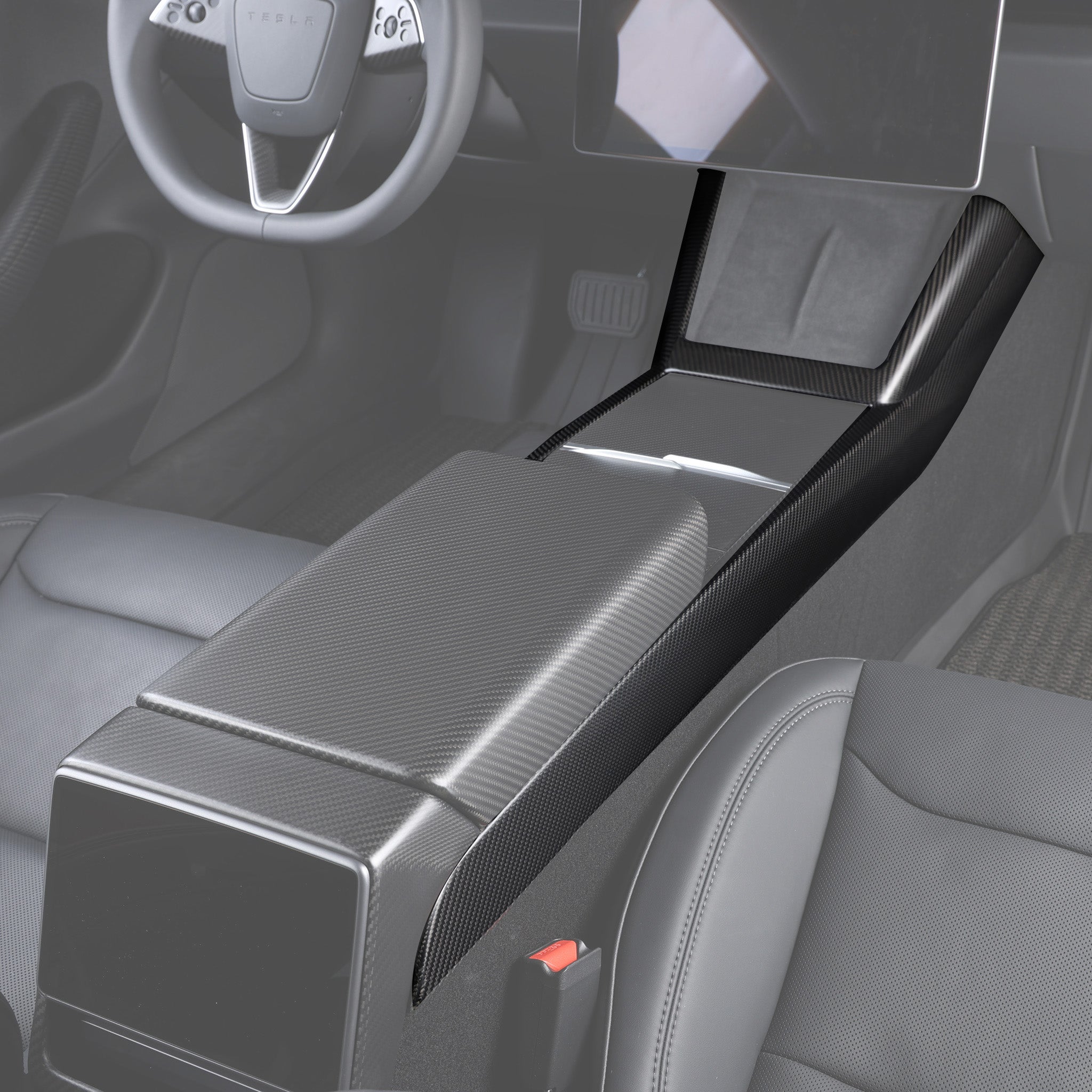 Premium Real Carbon Fiber Center Console Side Trim Cover for 2024+ Tesla Model 3 Highland - Upgrade Interior with Luxury Style for Enhanced Driving Experience