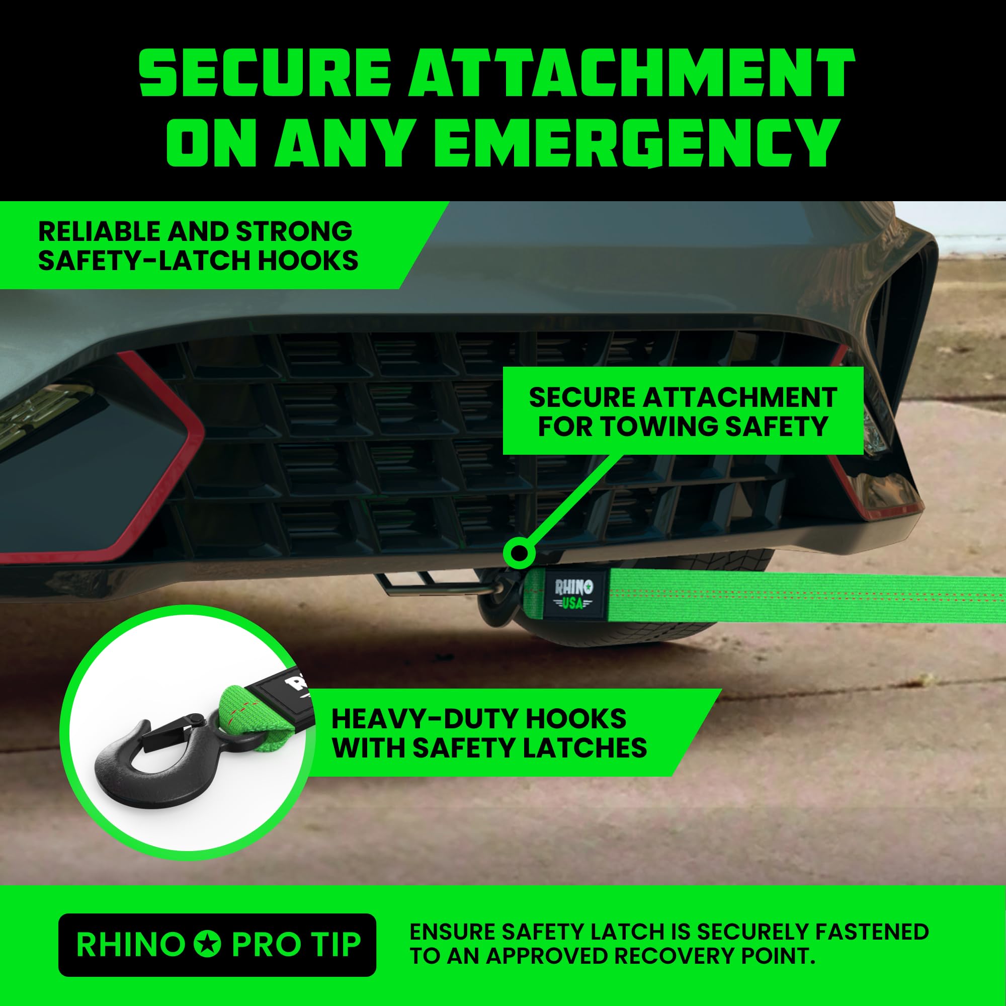 Rhino USA Heavy Duty Tow Strap 2