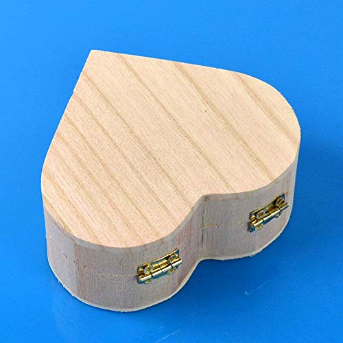 Unfinished Wooden Jewelry Storage Box - DIY Craft Organizer for Earrings, Necklaces & Rings - Heart-Shaped Box with Lid Lock - Perfect for Gifts, Home Decor & Jewelry Organization