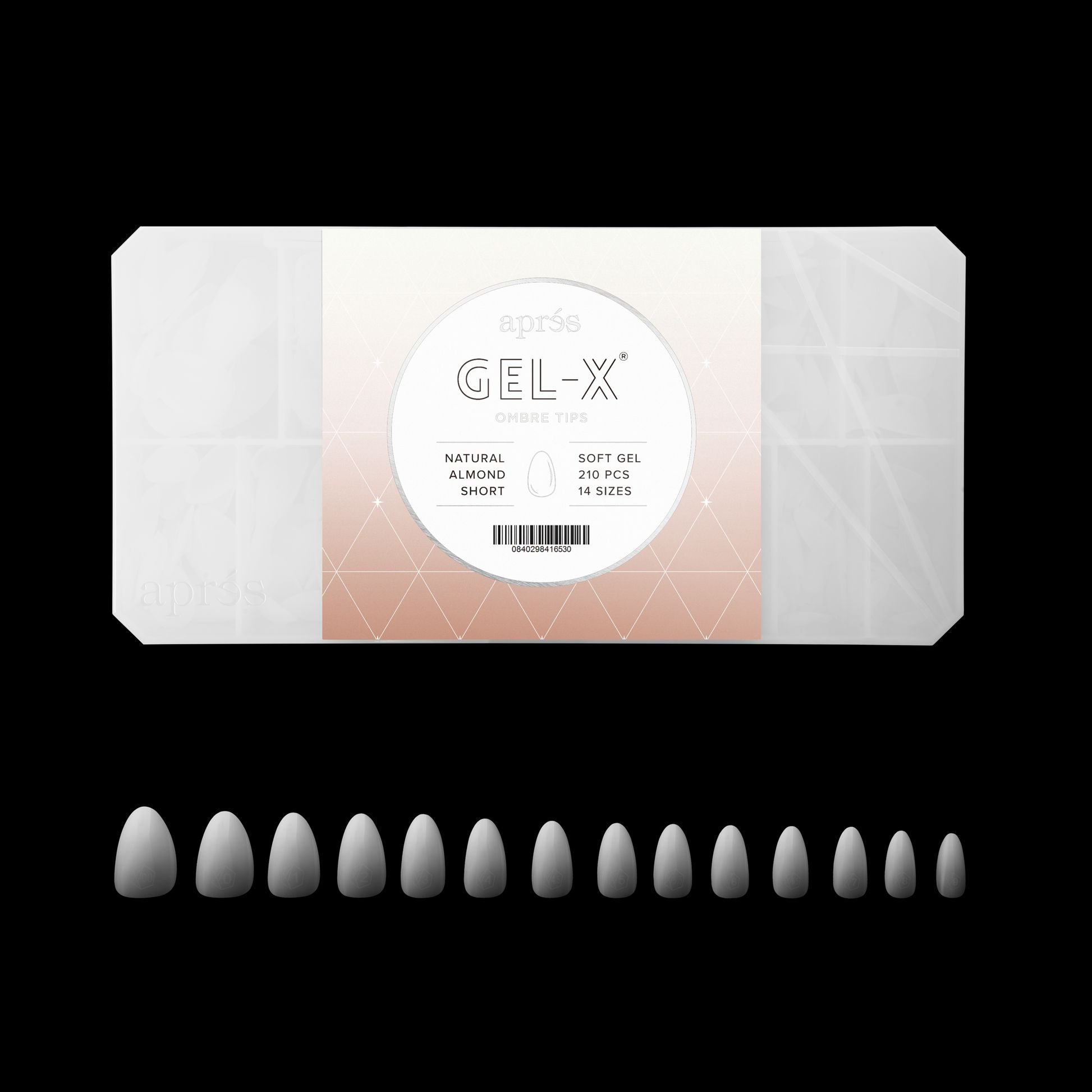 Apres Gel X Ombre Nail Tips - Natural Almond Short (210 Pcs) | DIY French Manicure & Acrylic Nail Extension Kit for Salon & Home Use