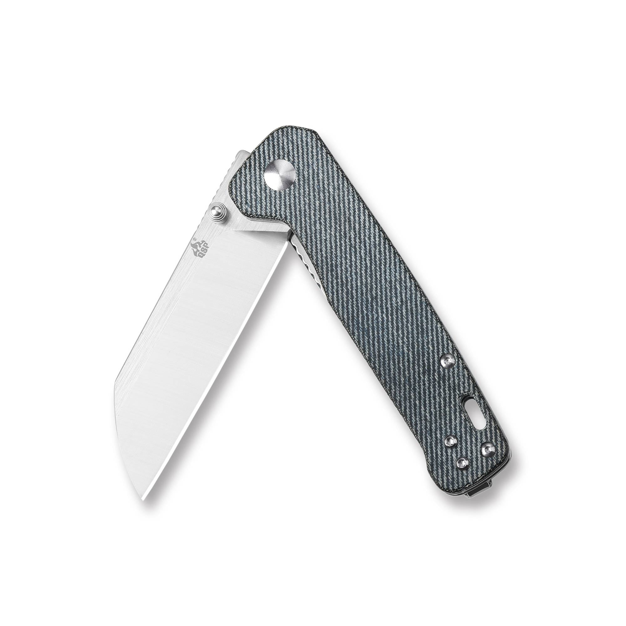 QSP Penguin Liner Lock Pocket Knife - D2 Steel Blade, Denim Micarta Handle - EDC, Camping, Hiking & Outdoor Survival Tool