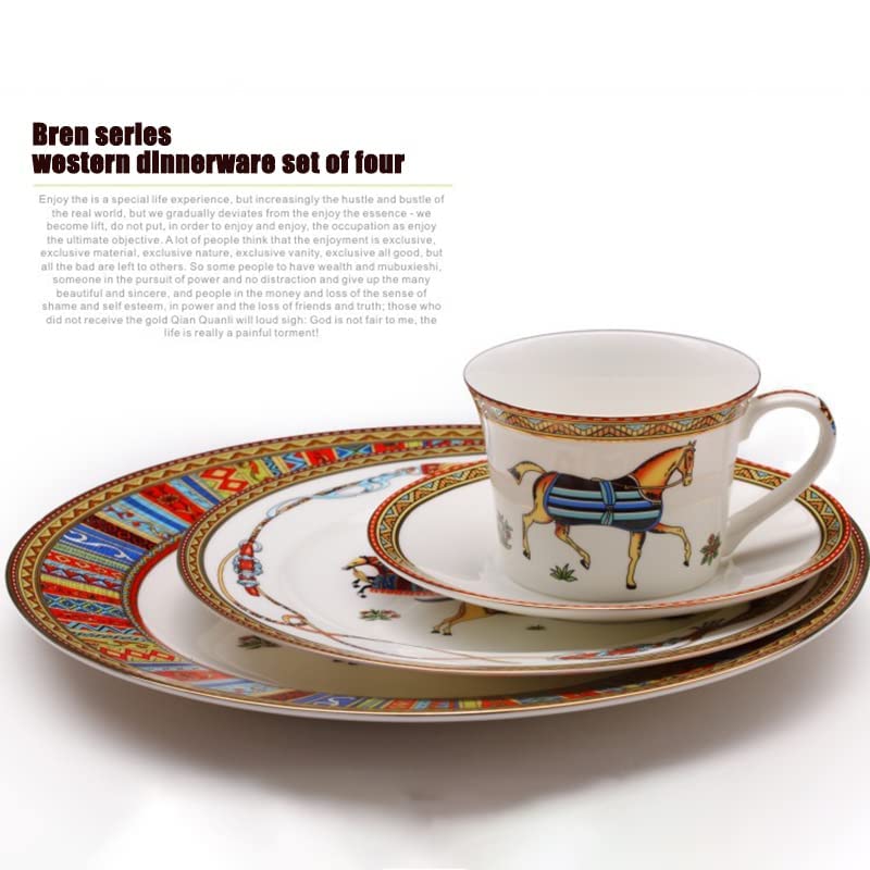 Premium 16-Piece Bone China Dinnerware Set for 4 - Includes 4 Dinner Plates (10.5