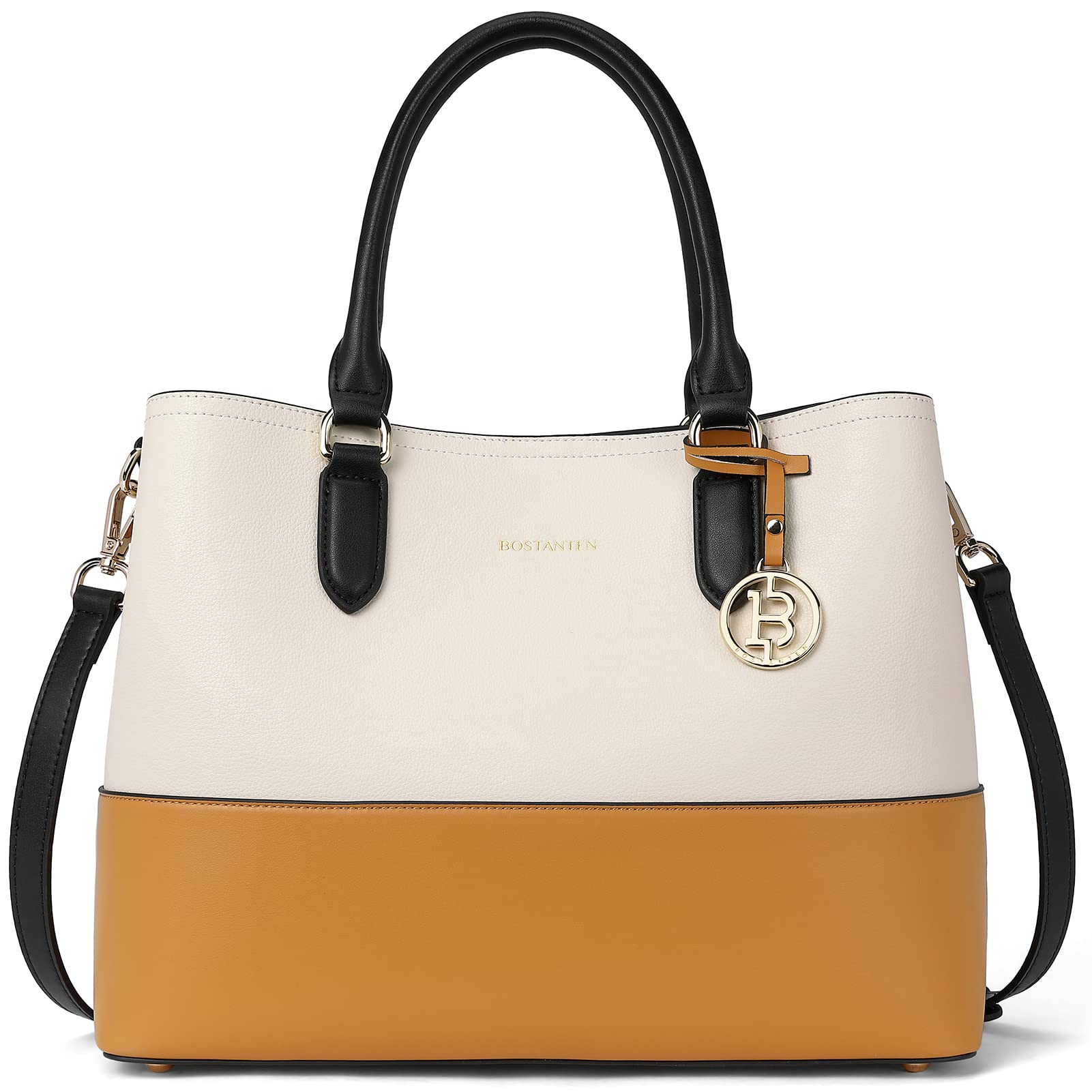 BOSTANTEN Genuine Leather Handbags for Women - Designer Satchel Purse with Top Handle & Adjustable Shoulder Strap, Triple Compartment Crossbody Bag | Perfect for Work, Travel & Everyday Use