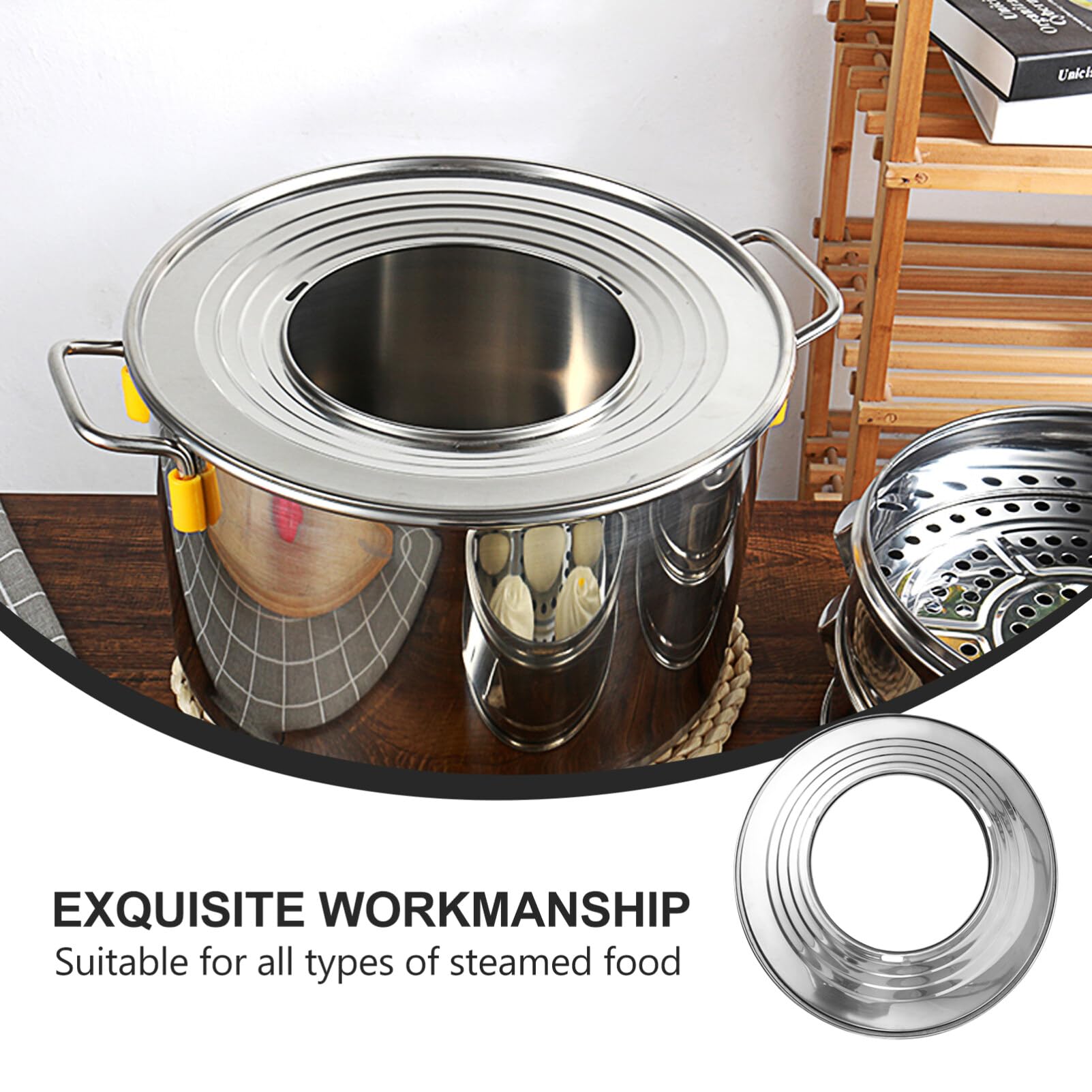 Stainless Steel Steamer Plate & Ring Adapter - 12 Inch Round Steaming Rack for Cooker, Food Heating & Veggie Steaming | Perfect for Home Kitchen, Healthy Cooking & Meal Prep